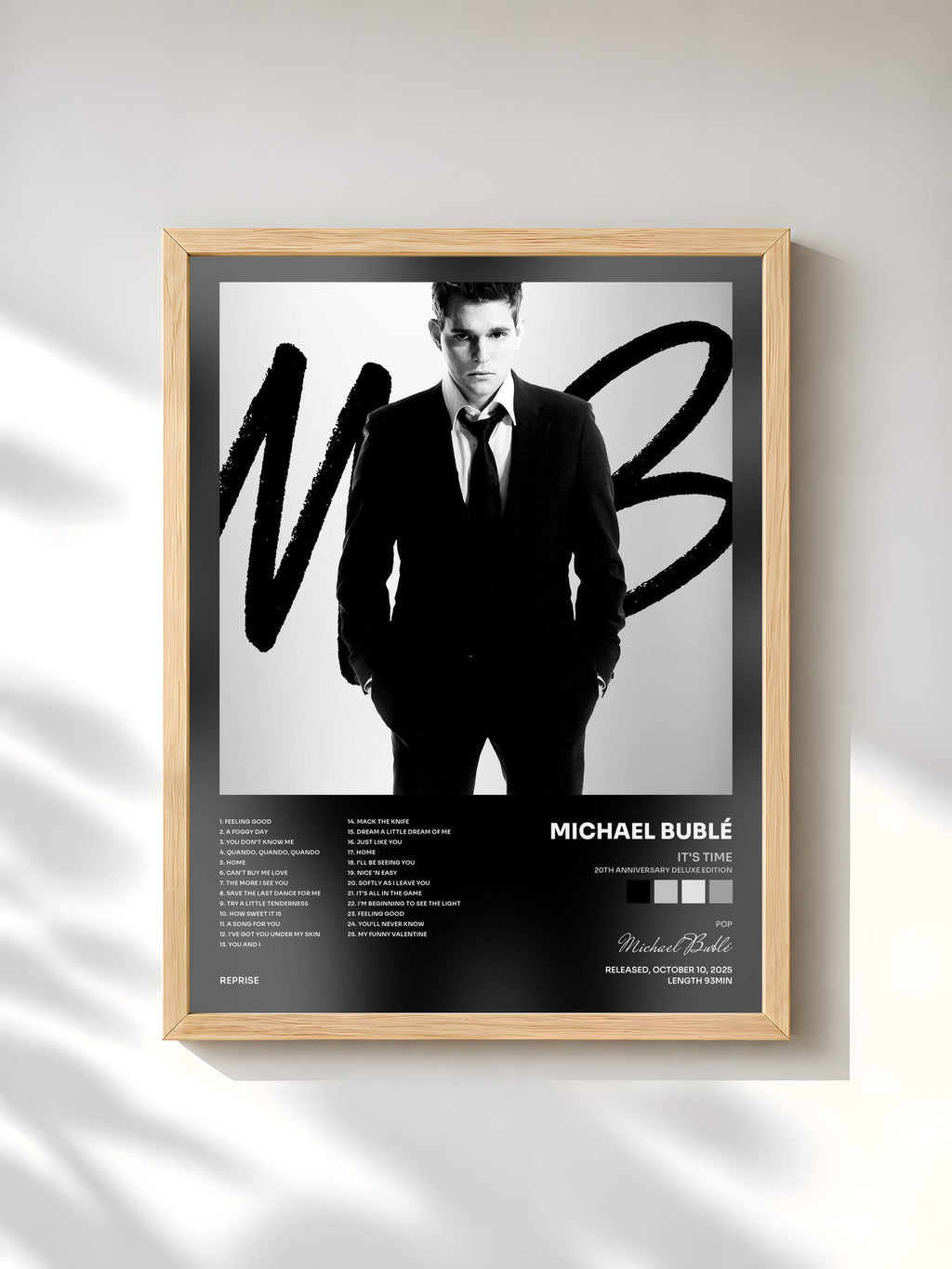 #bois Tableau de l'album It's Time (20th Anniversary Deluxe Edition) de Michael Bublé, cadre en bois brut, imprimé et encadré en France