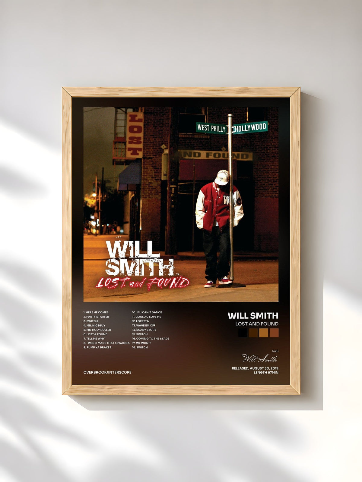 #bois Tableau de l'album Lost And Found de Will Smith, cadre en bois brut, imprimé et encadré en France