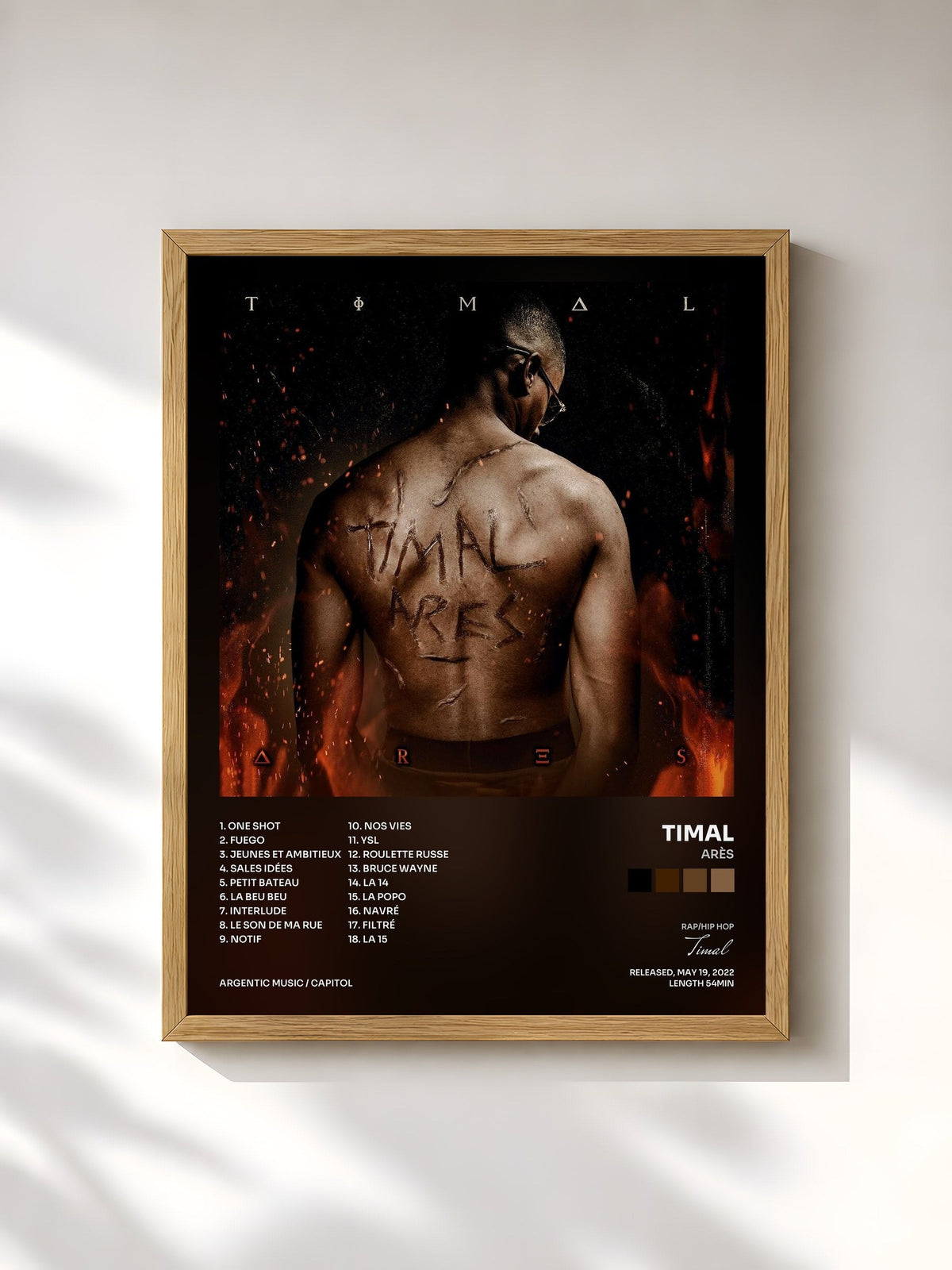 #bois Tableau de l'album Arès de Timal, cadre en bois brut, imprimé et encadré en France