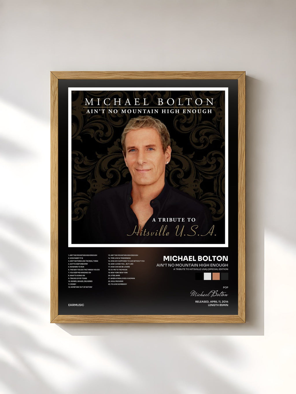 #bois Tableau de l'album Ain't No Mountain High Enough (A Tribute to Hitsville USA) (Special Edition) de Michael Bolton, cadre en bois brut, imprimé et encadré en France
