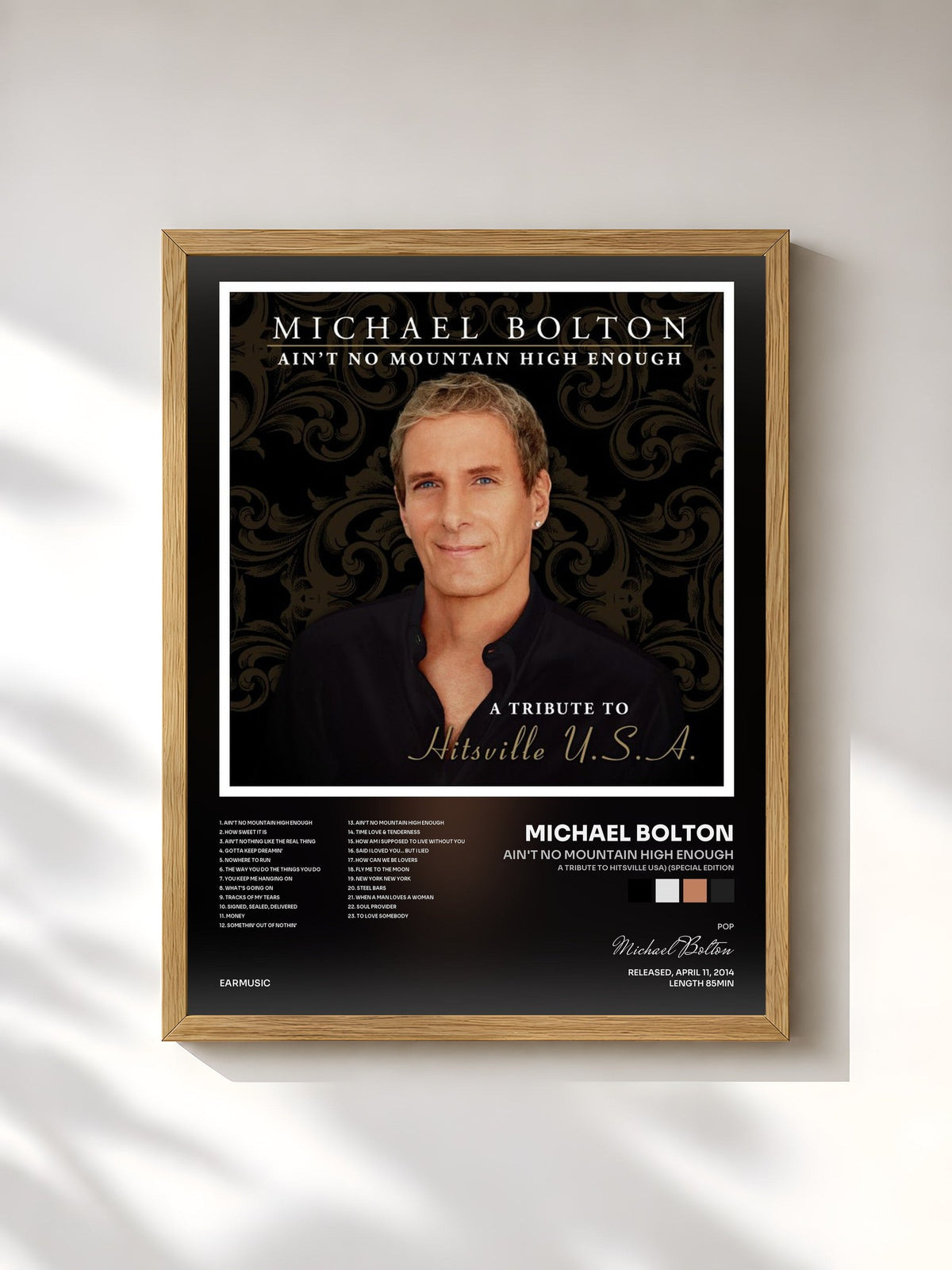 #bois Tableau de l'album Ain't No Mountain High Enough (A Tribute to Hitsville USA) (Special Edition) de Michael Bolton, cadre en bois brut, imprimé et encadré en France