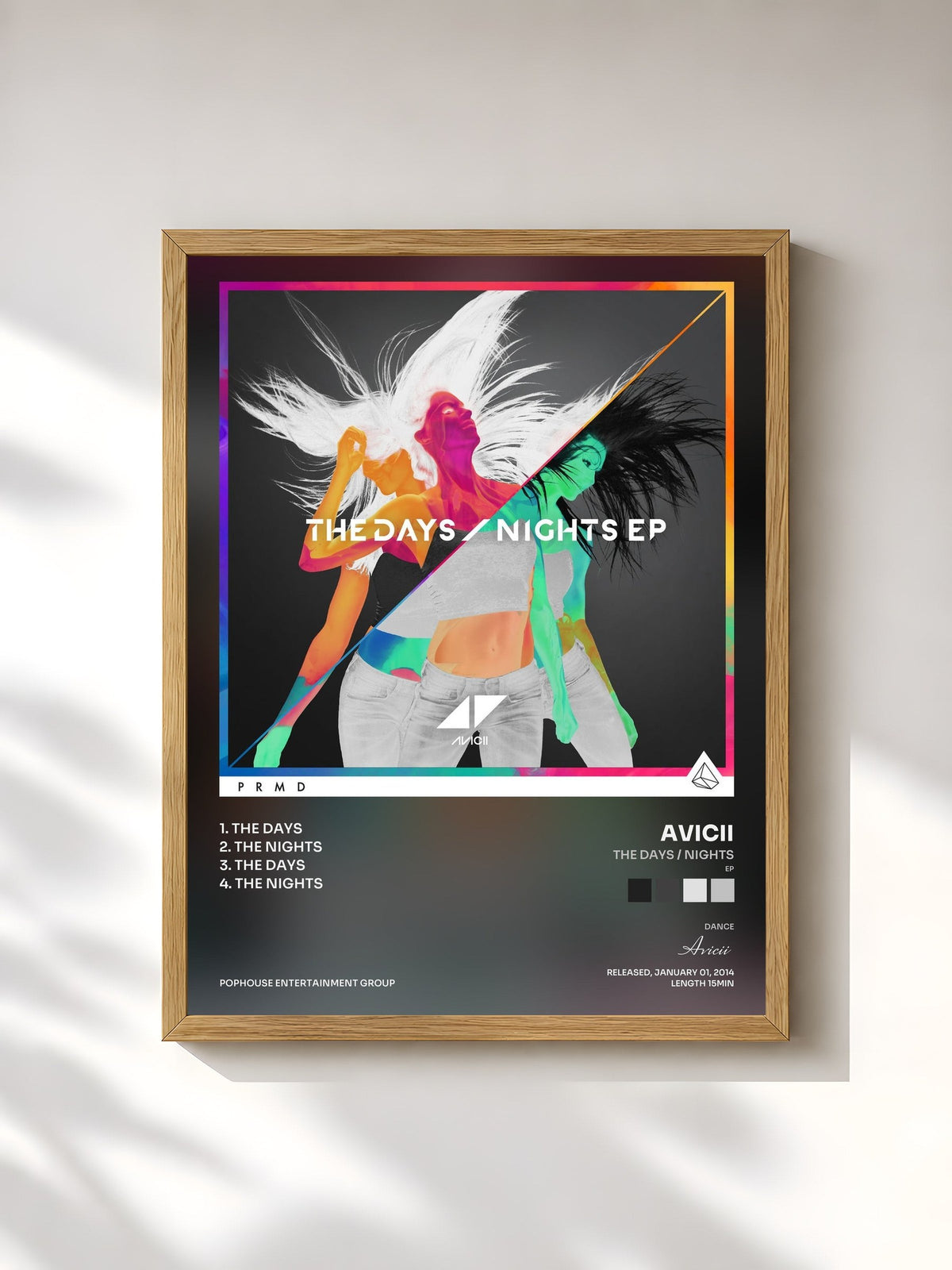 #bois Tableau de l'album The Days / Nights (EP) de Avicii, cadre en bois brut, imprimé et encadré en France