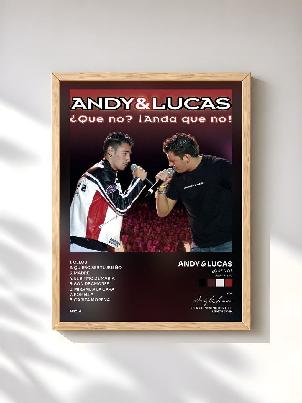 #bois Tableau de l'album ¿Que No? (Anda Que No) de Andy & Lucas, cadre en bois brut, imprimé et encadré en France