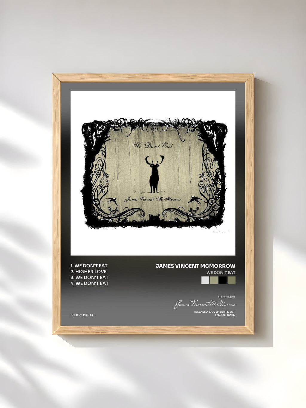 #bois Tableau de l'album We Don't Eat de James Vincent McMorrow, cadre en bois brut, imprimé et encadré en France