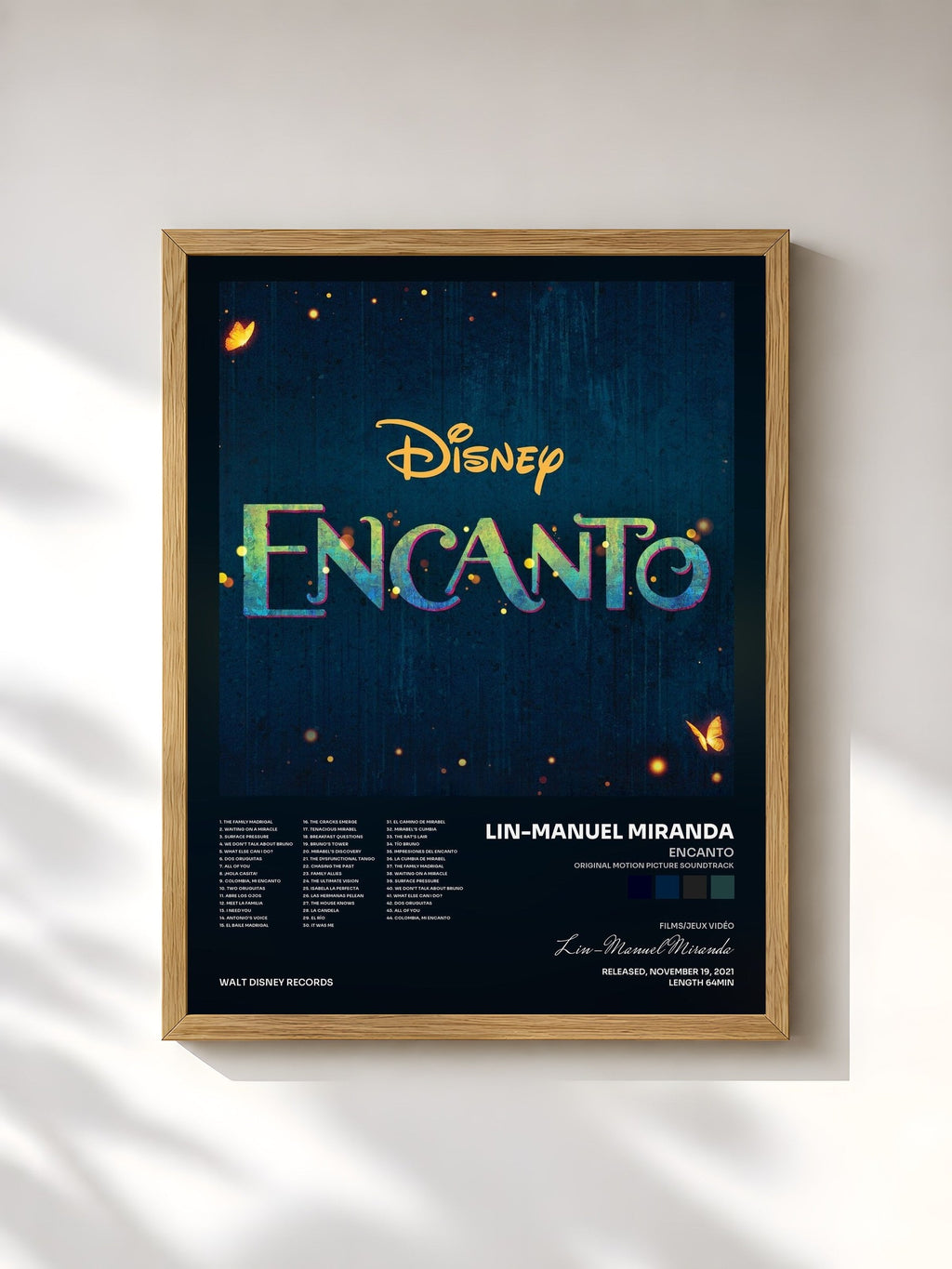 #bois Tableau de l'album Encanto (Original Motion Picture Soundtrack) de Lin-Manuel Miranda, cadre en bois brut, imprimé et encadré en France