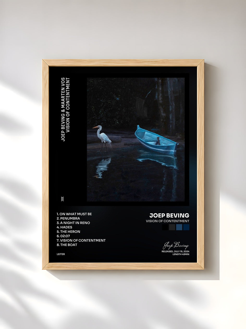 #bois Tableau de l'album vision of contentment de Joep Beving, cadre en bois brut, imprimé et encadré en France