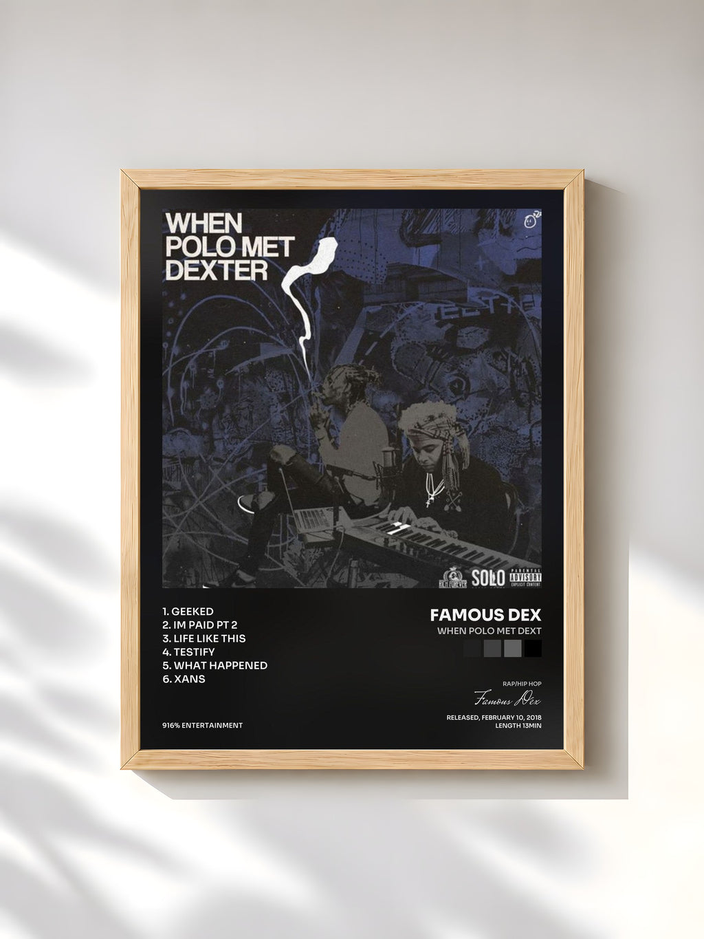 #bois Tableau de l'album When Polo Met Dext de Famous Dex, cadre en bois brut, imprimé et encadré en France