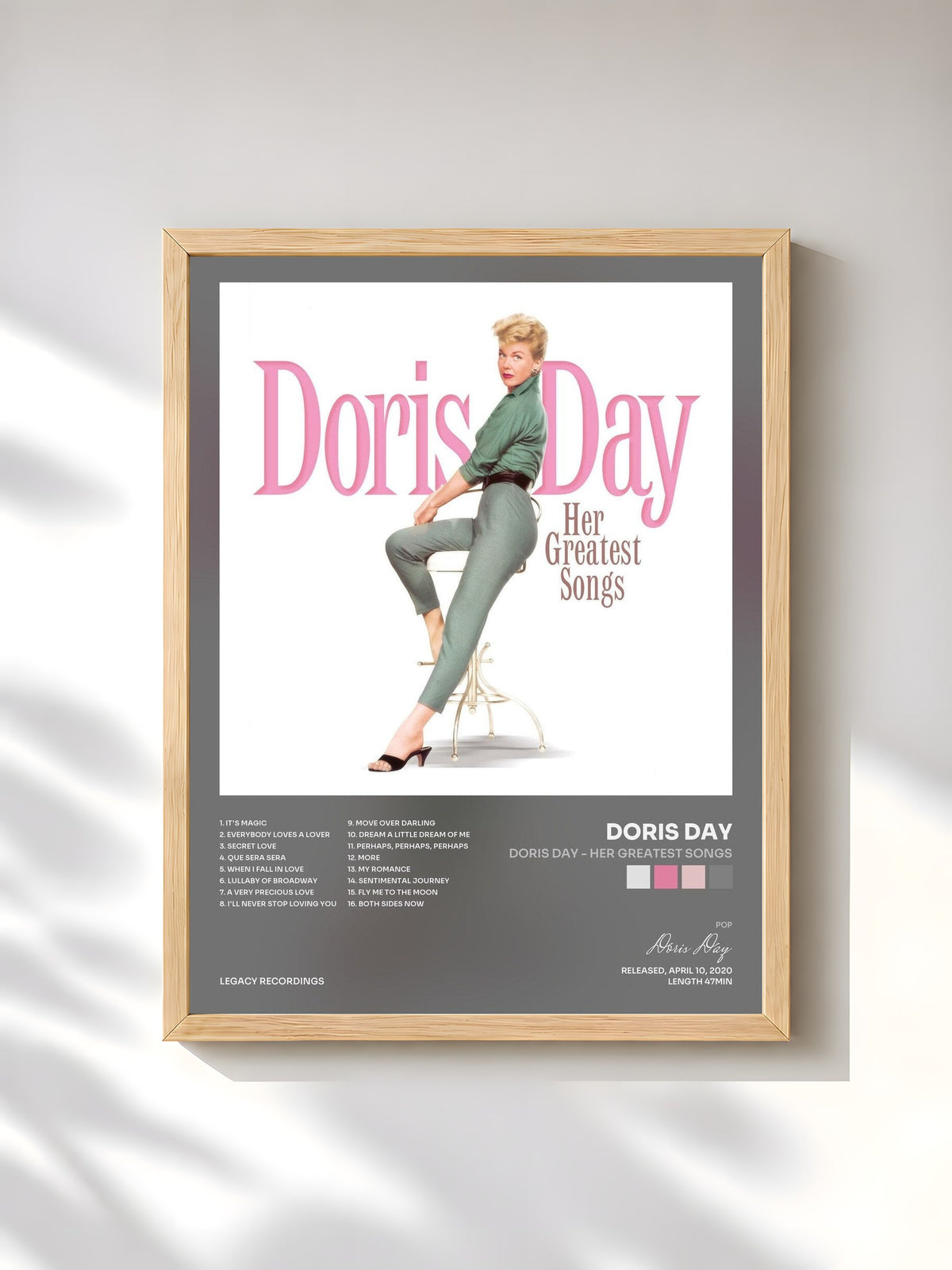 #bois Tableau de l'album Doris Day - Her Greatest Songs de Doris Day, cadre en bois brut, imprimé et encadré en France