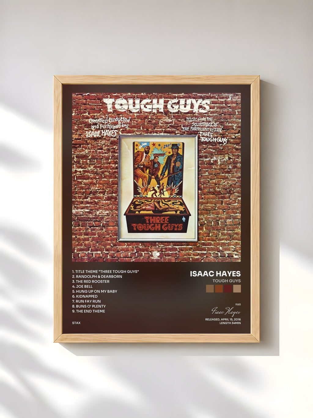 #bois Tableau de l'album Tough Guys de Isaac Hayes, cadre en bois brut, imprimé et encadré en France