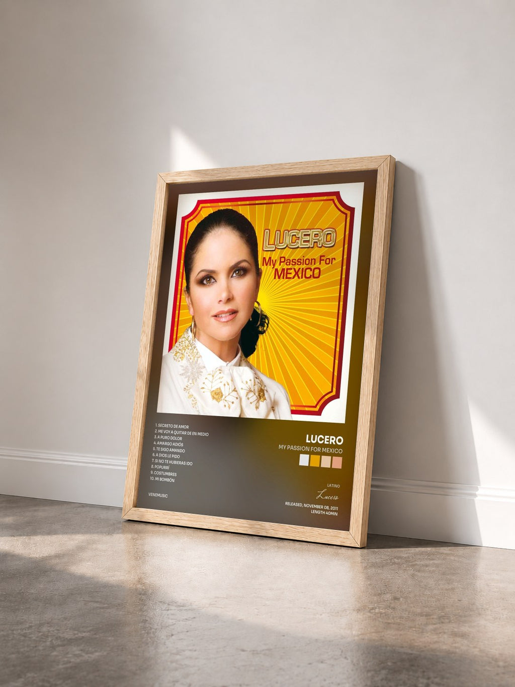 #bois Tableau de l'album My Passion For Mexico de Lucero vu de trois quarts, cadre en bois brut