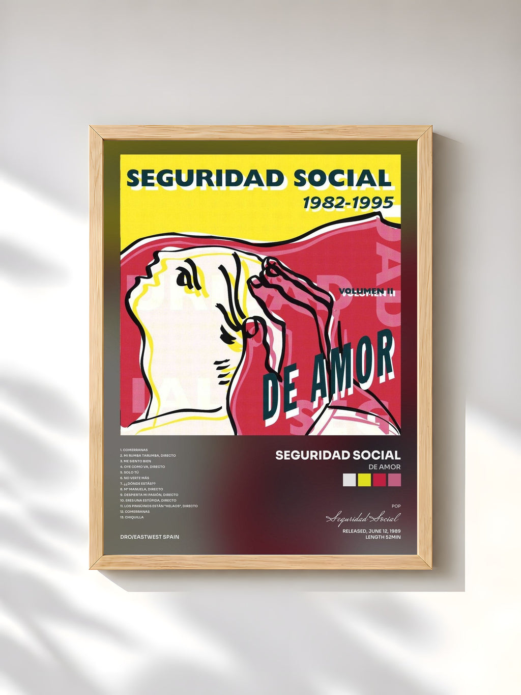 #bois Tableau de l'album De Amor de Seguridad Social, cadre en bois brut, imprimé et encadré en France
