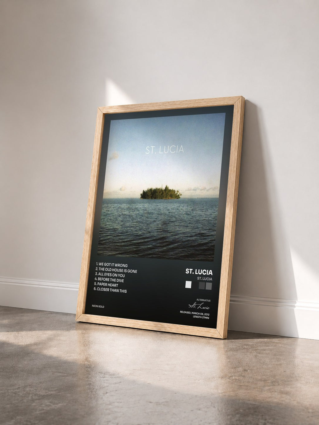 #bois Tableau de l'album St. Lucia de St. Lucia vu de trois quarts, cadre en bois brut