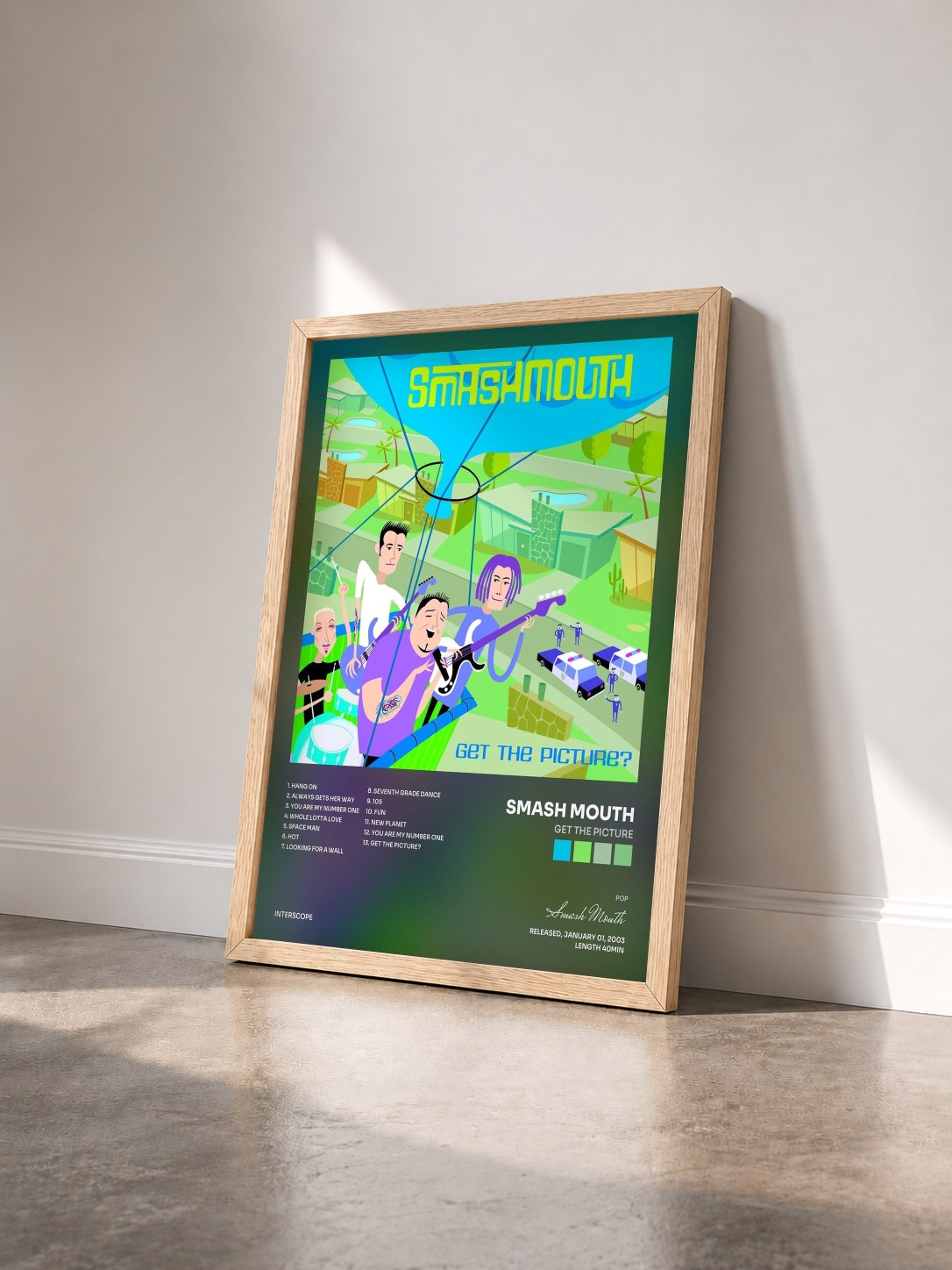 #bois Tableau de l'album Get The Picture de Smash Mouth vu de trois quarts, cadre en bois brut
