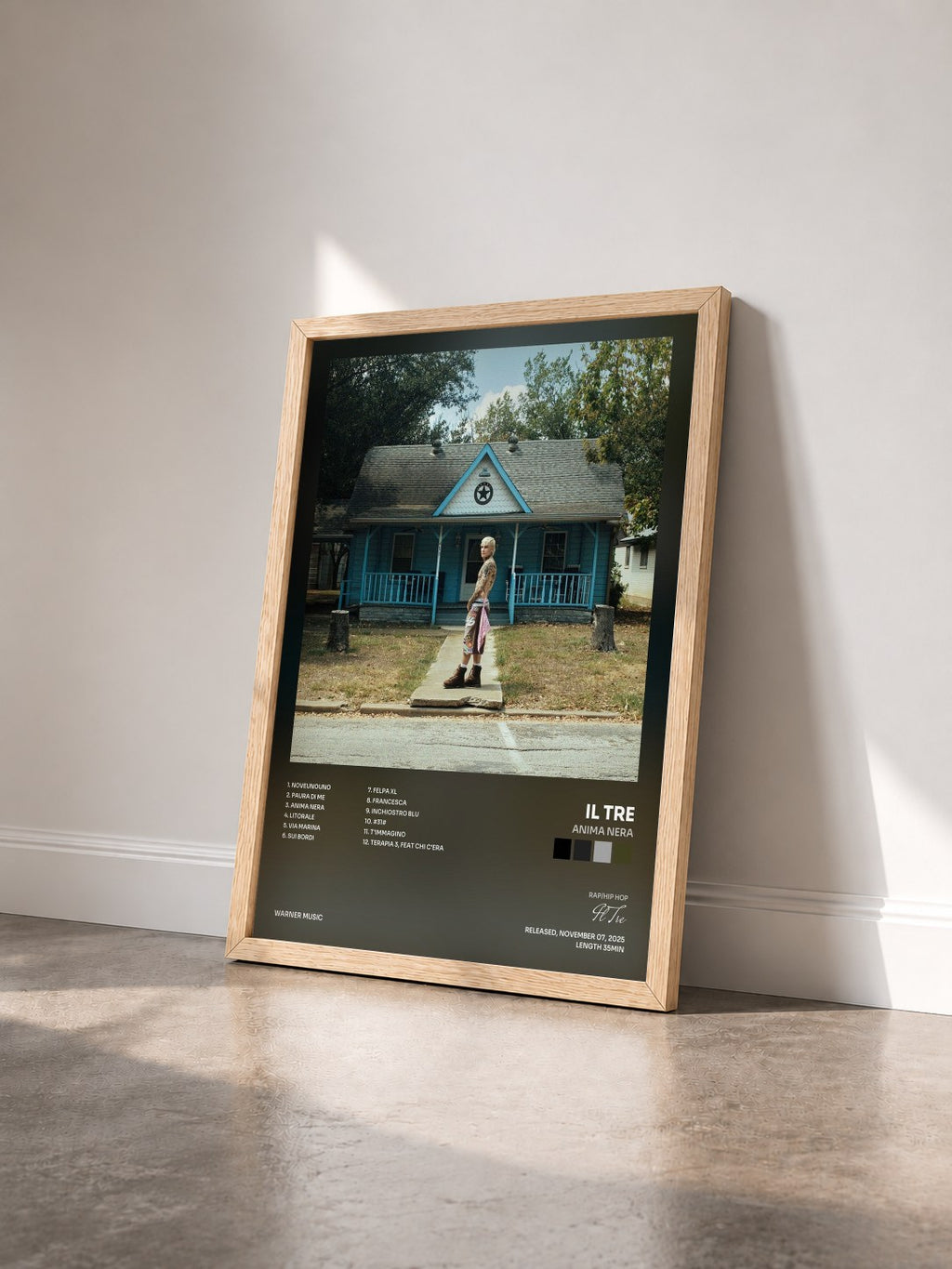 #bois Tableau de l'album ANIMA NERA de Il Tre vu de trois quarts, cadre en bois brut