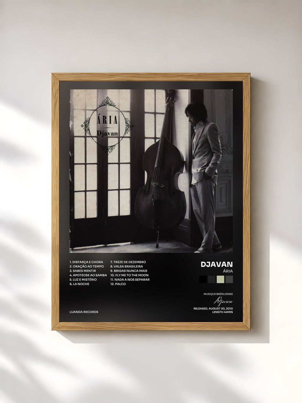 #bois Tableau de l'album Ária de Djavan, cadre en bois brut, imprimé et encadré en France