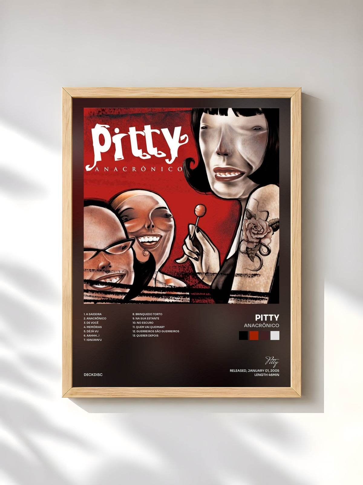 #bois Tableau de l'album Anacrônico de Pitty, cadre en bois brut, imprimé et encadré en France