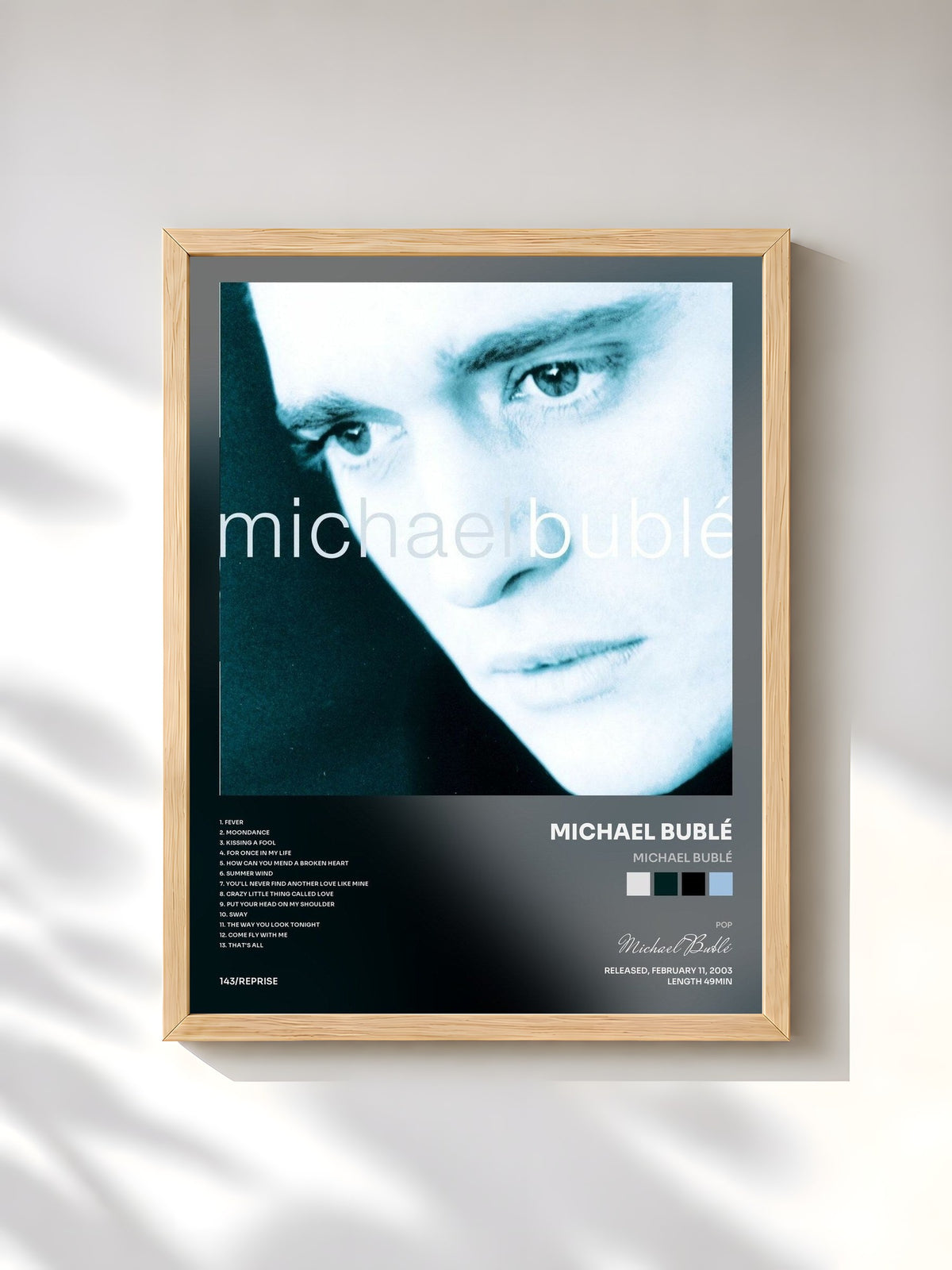 #bois Tableau de l'album Michael Bublé de Michael Bublé, cadre en bois brut, imprimé et encadré en France
