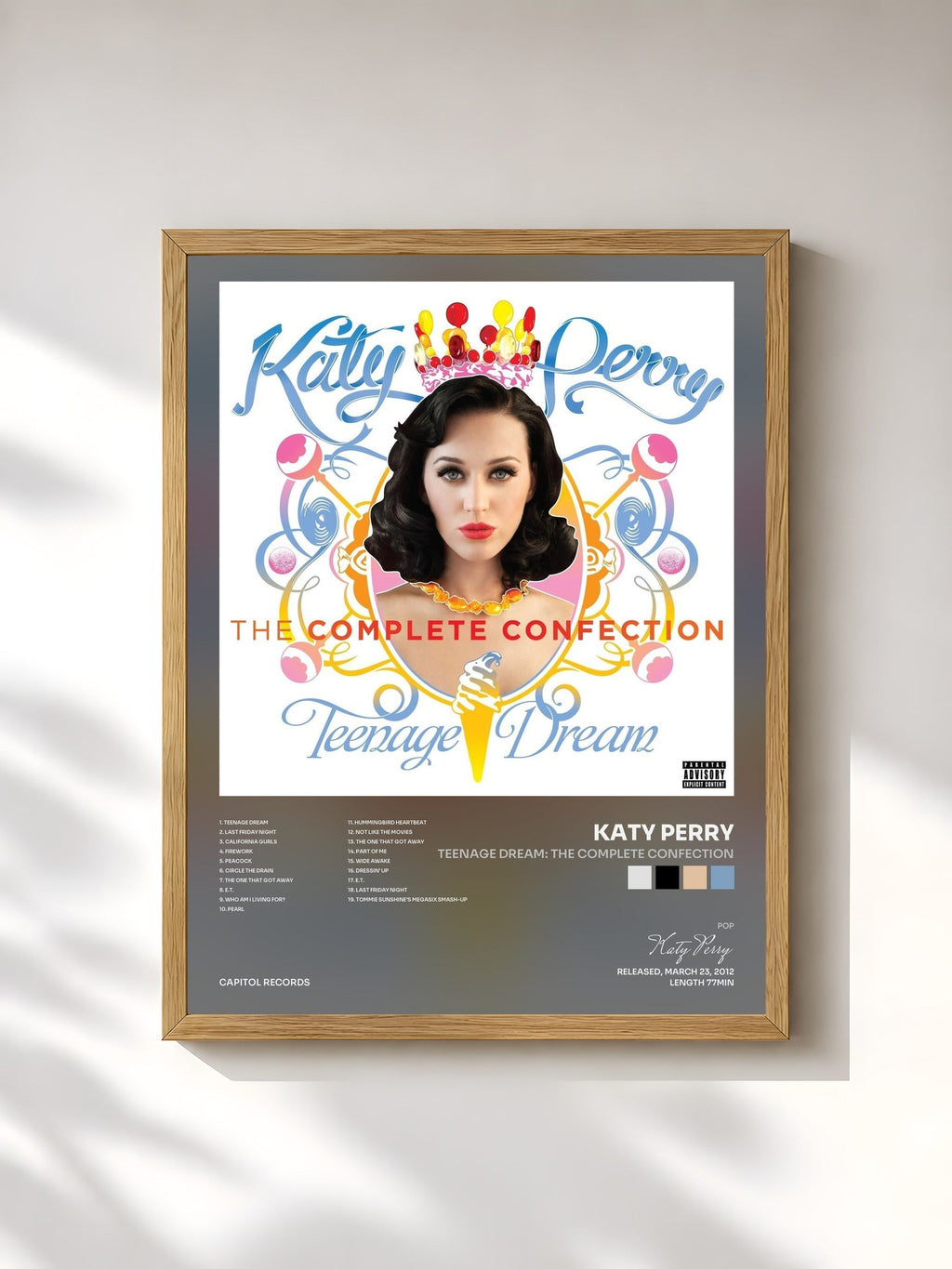 #bois Tableau de l'album Teenage Dream: The Complete Confection de Katy Perry, cadre en bois brut, imprimé et encadré en France
