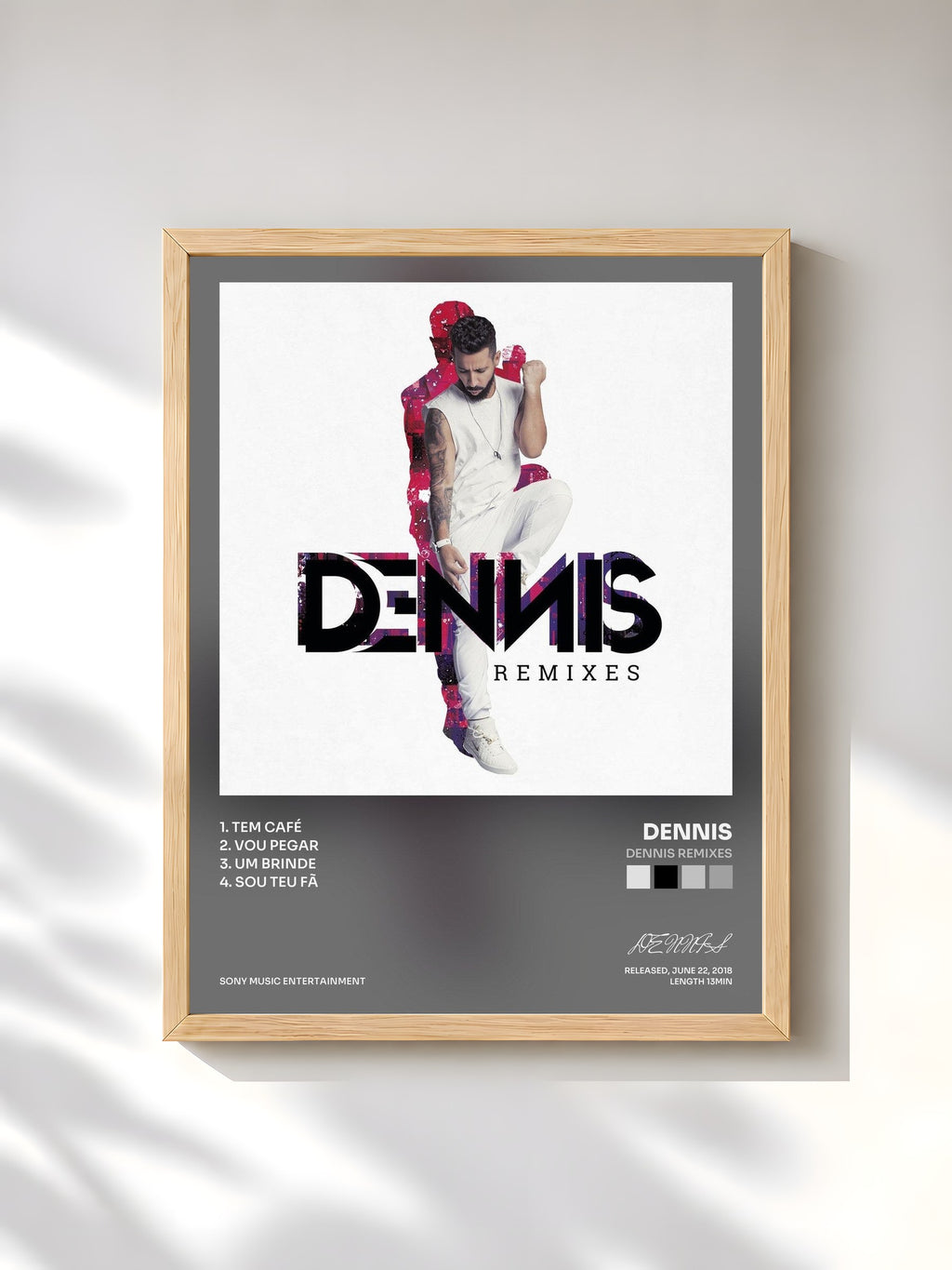 #bois Tableau de l'album Dennis Remixes de DENNIS, cadre en bois brut, imprimé et encadré en France