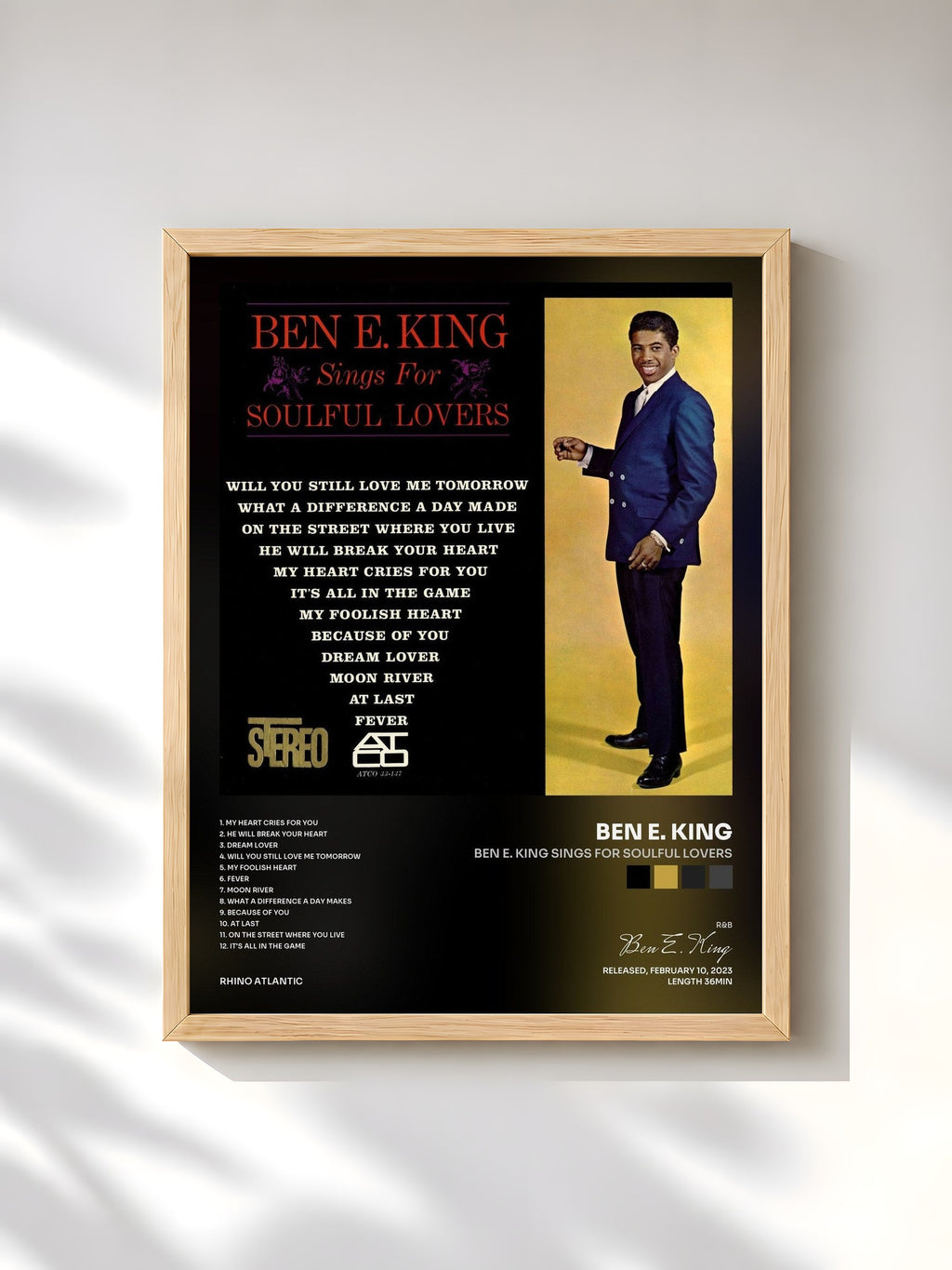 #bois Tableau de l'album Ben E. King Sings for Soulful Lovers de Ben E. King, cadre en bois brut, imprimé et encadré en France