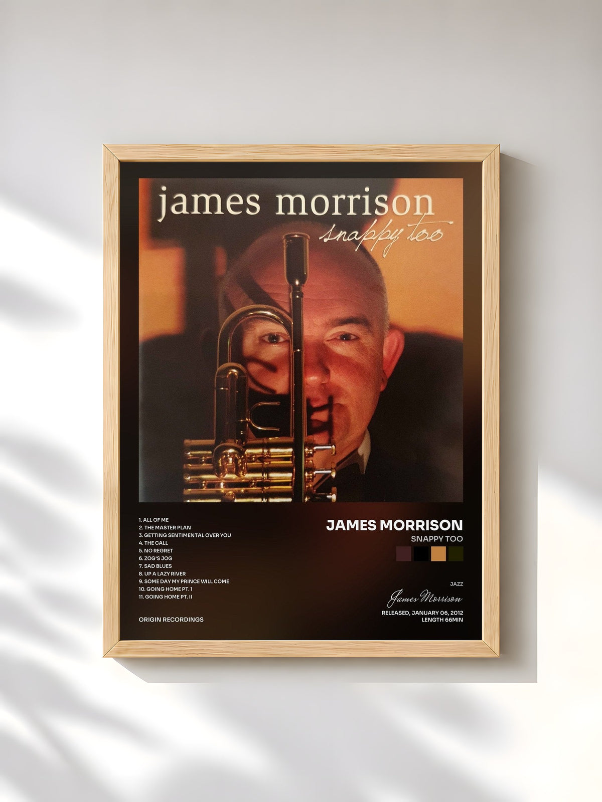 #bois Tableau de l'album Snappy Too de James Morrison, cadre en bois brut, imprimé et encadré en France