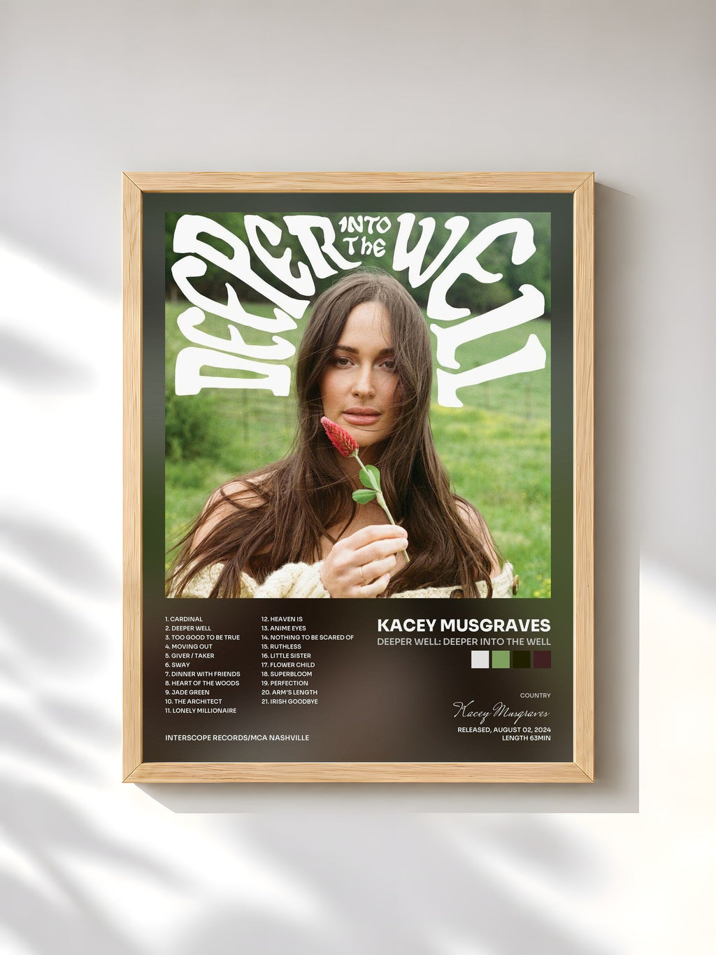 #bois Tableau de l'album Deeper Well: Deeper into the Well de Kacey Musgraves, cadre en bois brut, imprimé et encadré en France