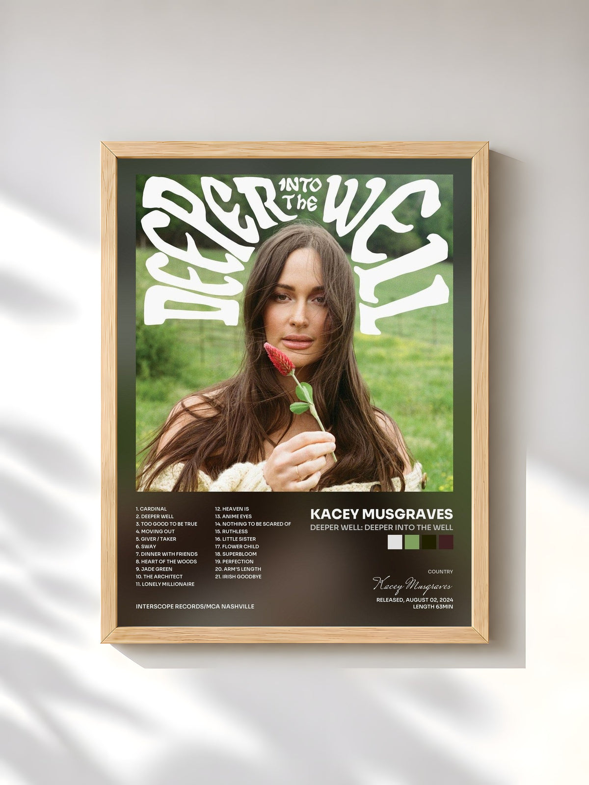 #bois Tableau de l'album Deeper Well: Deeper into the Well de Kacey Musgraves, cadre en bois brut, imprimé et encadré en France