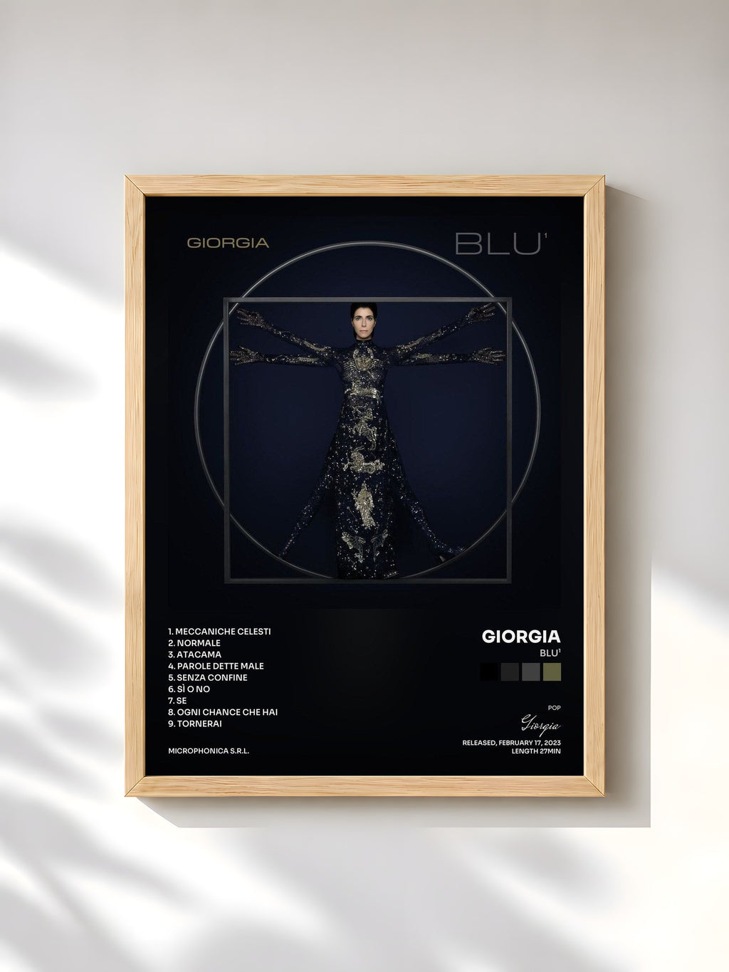 #bois Tableau de l'album BLU¹ de Giorgia, cadre en bois brut, imprimé et encadré en France