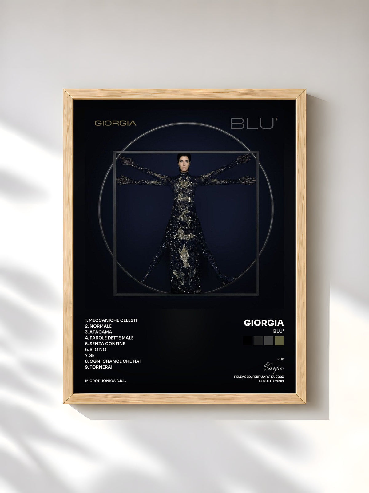 #bois Tableau de l'album BLU¹ de Giorgia, cadre en bois brut, imprimé et encadré en France