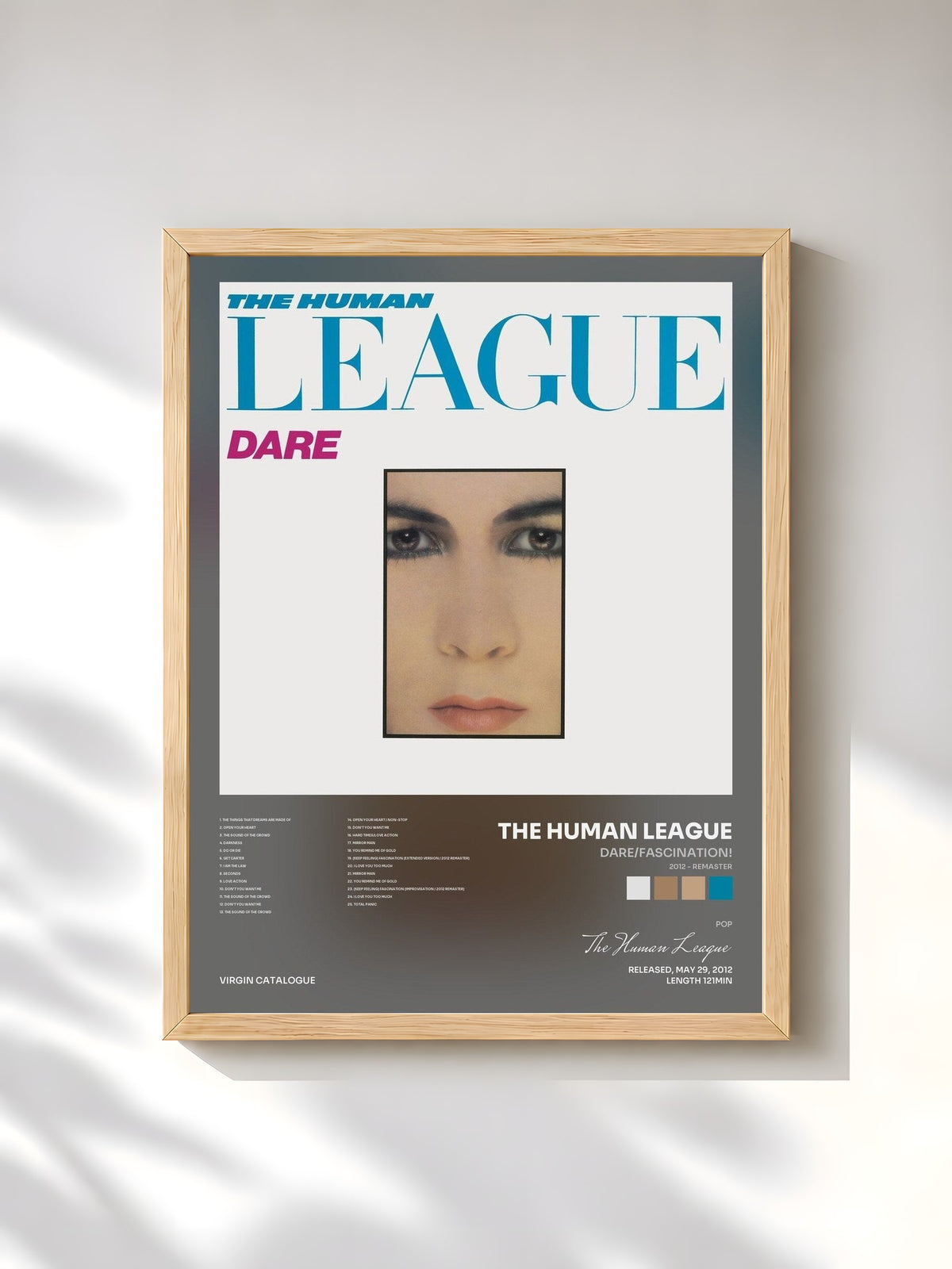 #bois Tableau de l'album Dare/Fascination! (2012 - Remaster) de The Human League, cadre en bois brut, imprimé et encadré en France