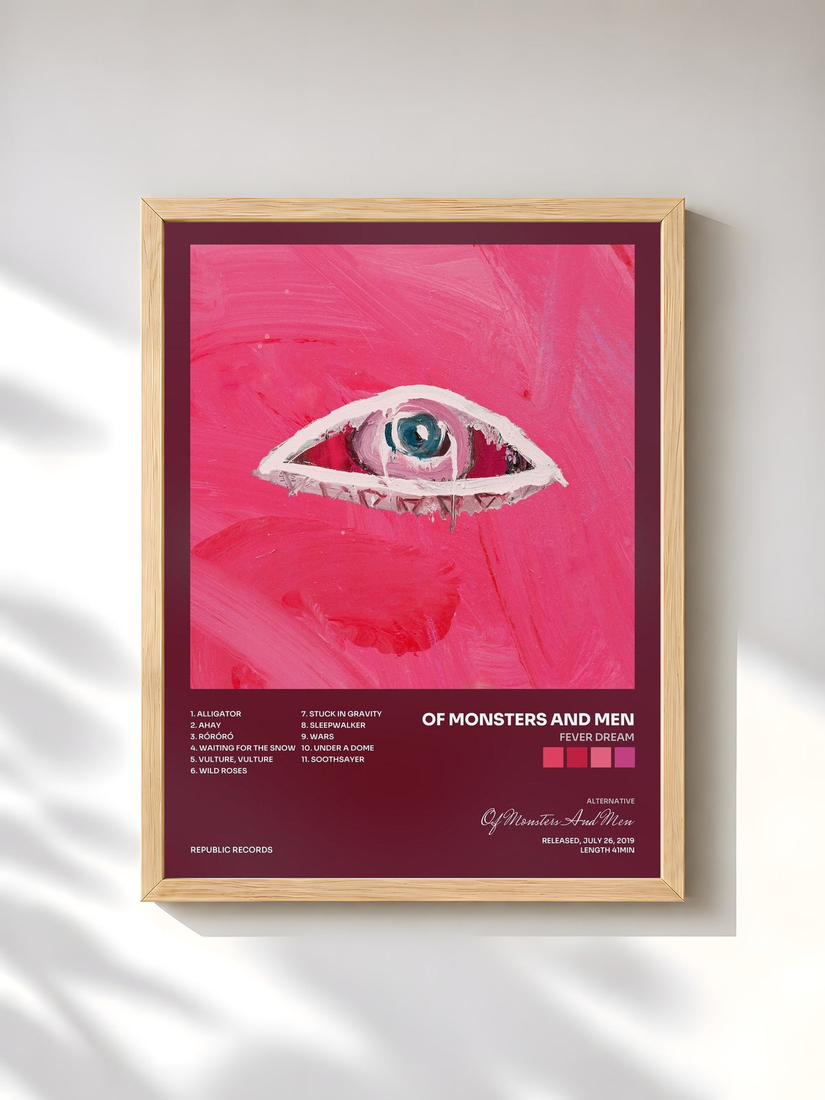 #bois Tableau de l'album FEVER DREAM de Of Monsters And Men, cadre en bois brut, imprimé et encadré en France