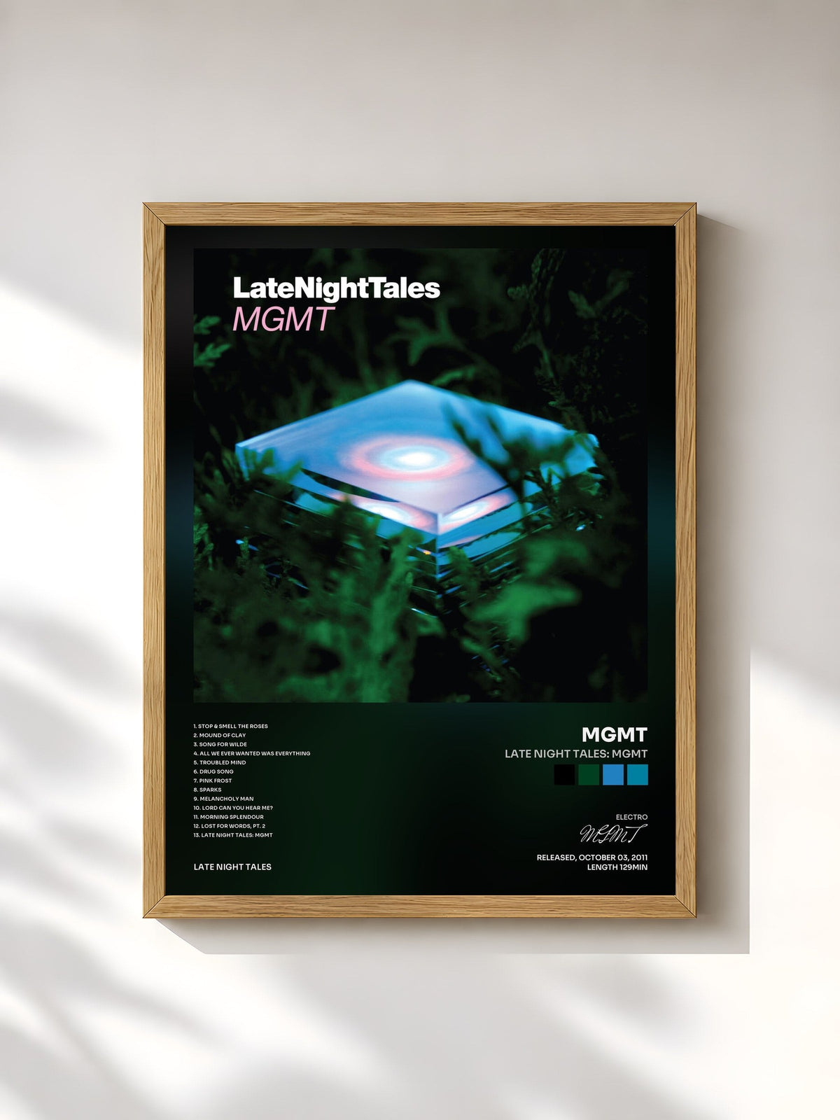 #bois Tableau de l'album Late Night Tales: Mgmt de MGMT, cadre en bois brut, imprimé et encadré en France