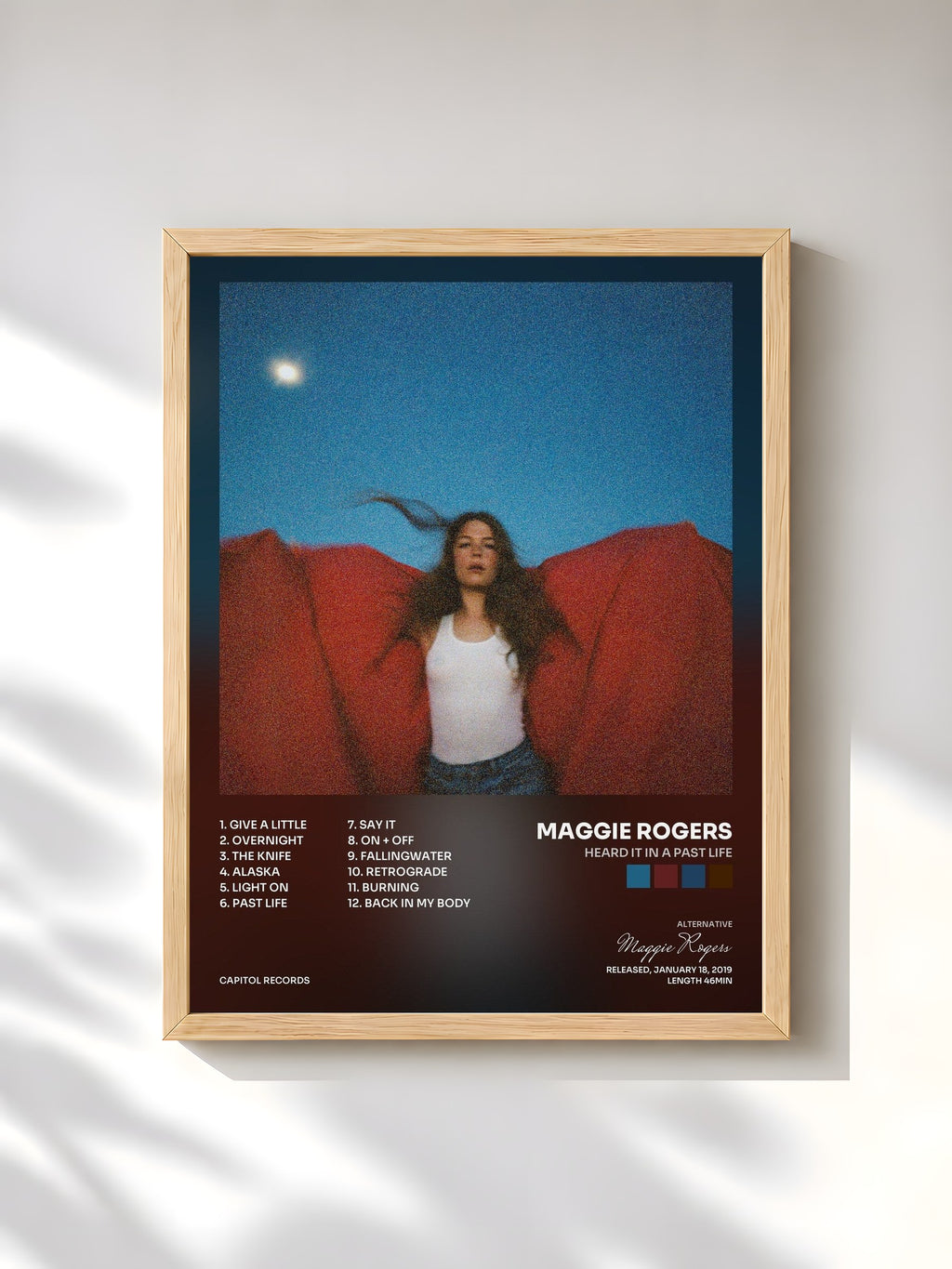 #bois Tableau de l'album Heard It In A Past Life de Maggie Rogers, cadre en bois brut, imprimé et encadré en France