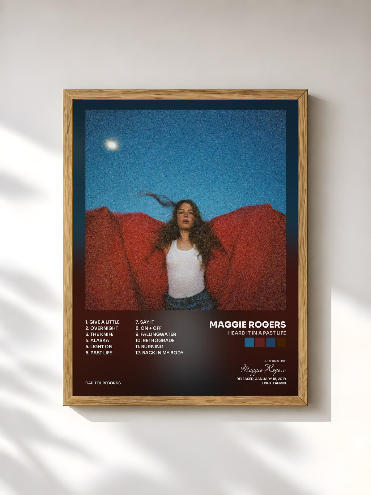 #bois Tableau de l'album Heard It In A Past Life de Maggie Rogers, cadre en bois brut, imprimé et encadré en France
