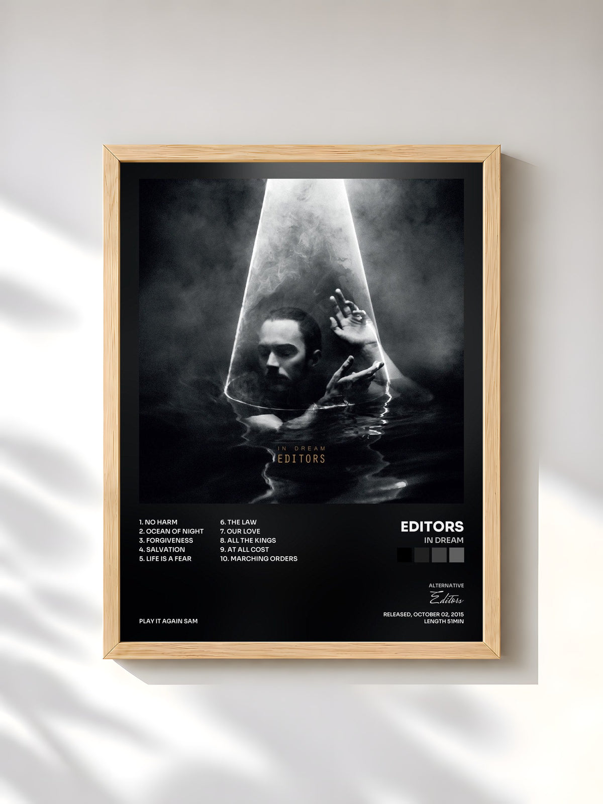 #bois Tableau de l'album In Dream de Editors, cadre en bois brut, imprimé et encadré en France