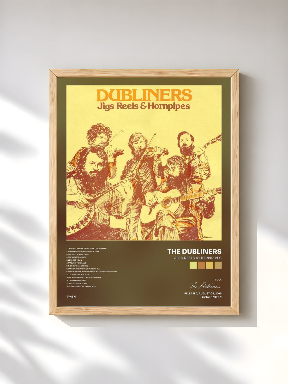 #bois Tableau de l'album Jigs Reels & Hornpipes de The Dubliners, cadre en bois brut, imprimé et encadré en France