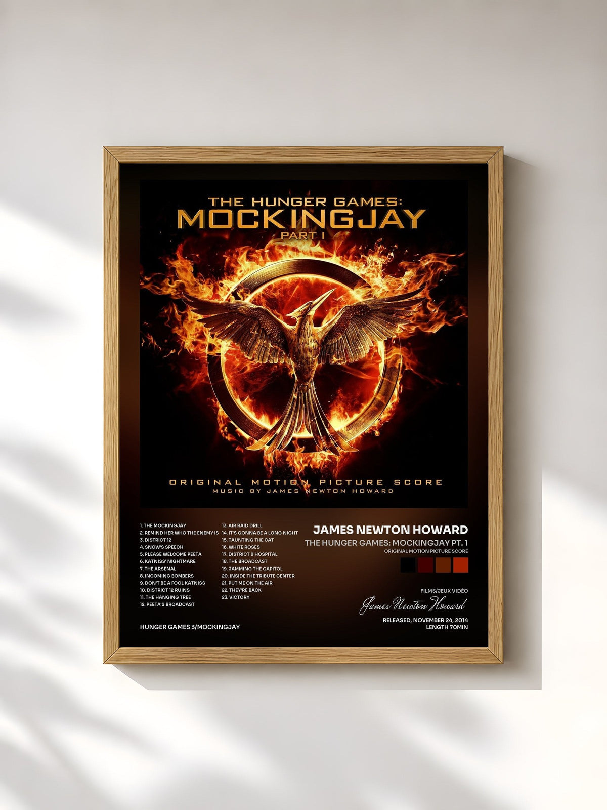 #bois Tableau de l'album The Hunger Games: Mockingjay Pt. 1 (Original Motion Picture Score) de James Newton Howard, cadre en bois brut, imprimé et encadré en France