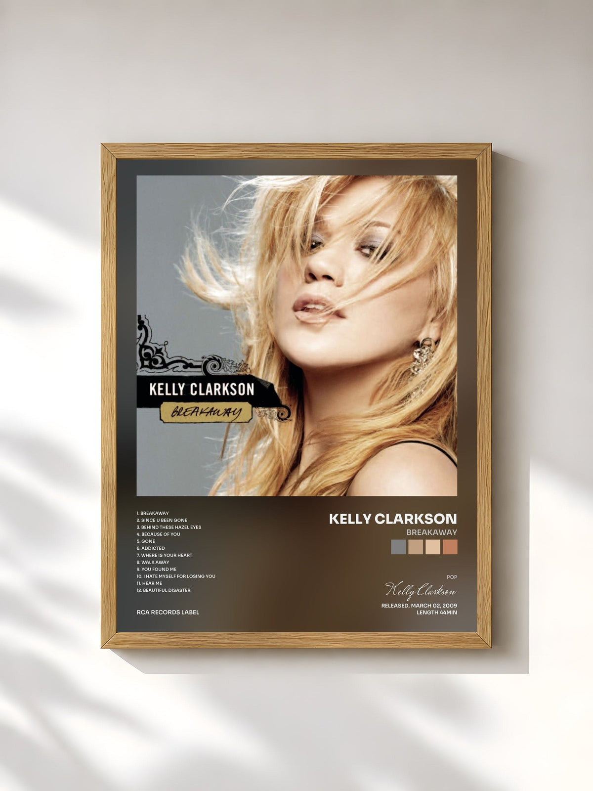 #bois Tableau de l'album Breakaway de Kelly Clarkson, cadre en bois brut, imprimé et encadré en France