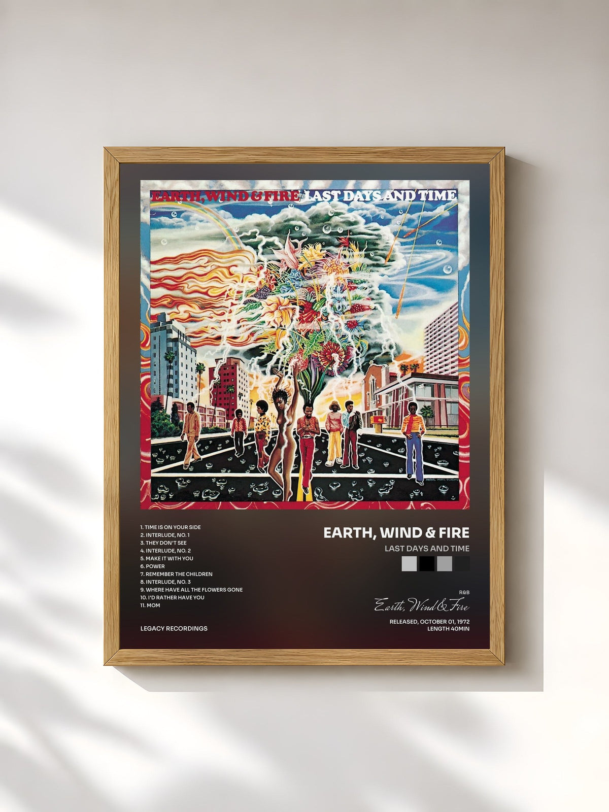 #bois Tableau de l'album Last Days and Time de Earth, Wind & Fire, cadre en bois brut, imprimé et encadré en France