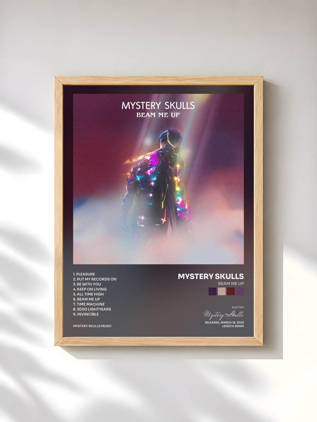 #bois Tableau de l'album Beam Me Up de Mystery Skulls, cadre en bois brut, imprimé et encadré en France