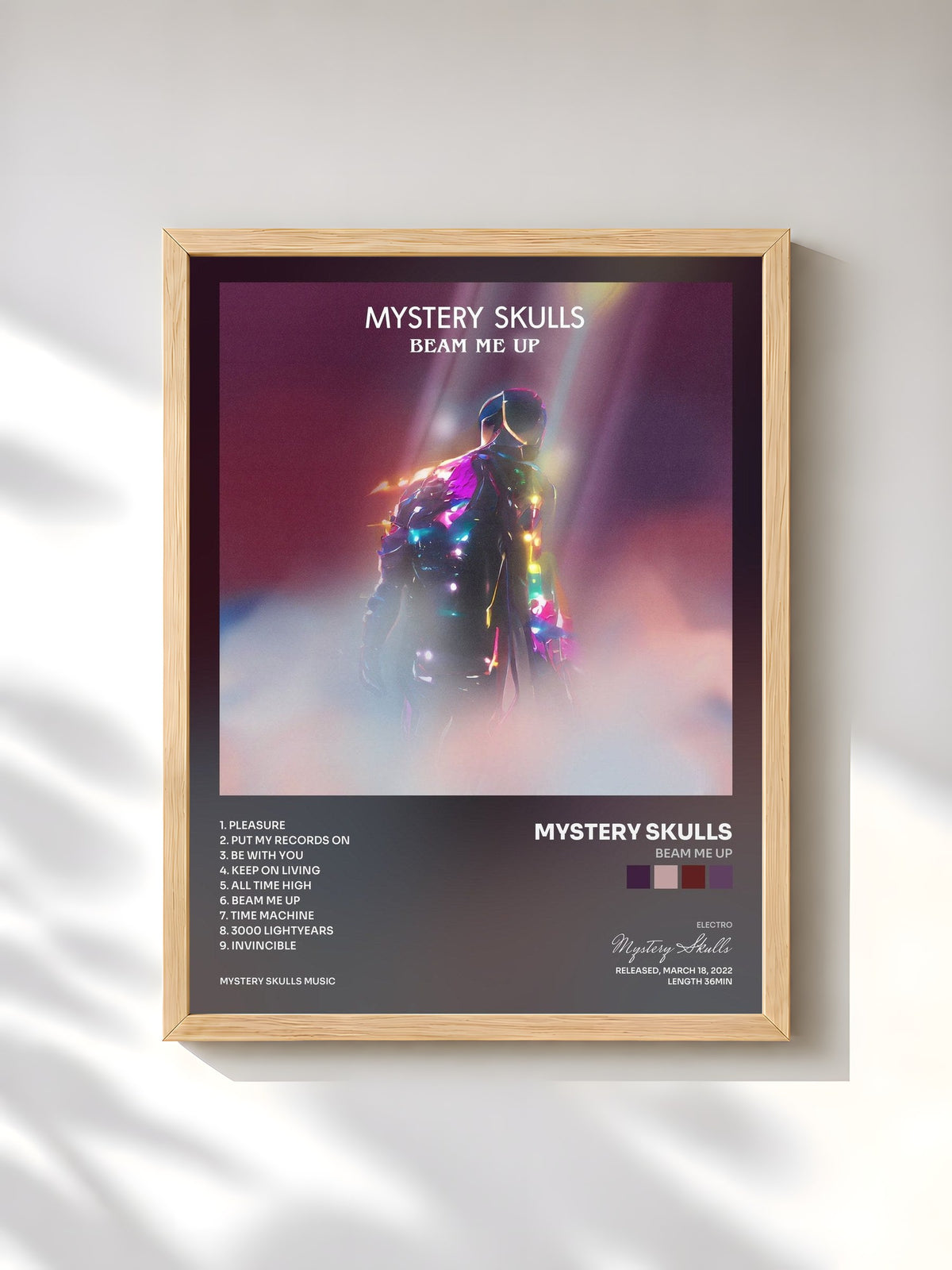 #bois Tableau de l'album Beam Me Up de Mystery Skulls, cadre en bois brut, imprimé et encadré en France