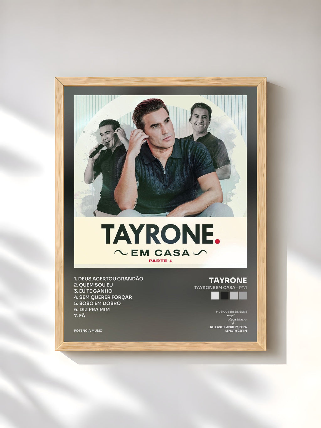 #bois Tableau de l'album Tayrone em Casa - Pt.1 de Tayrone, cadre en bois brut, imprimé et encadré en France