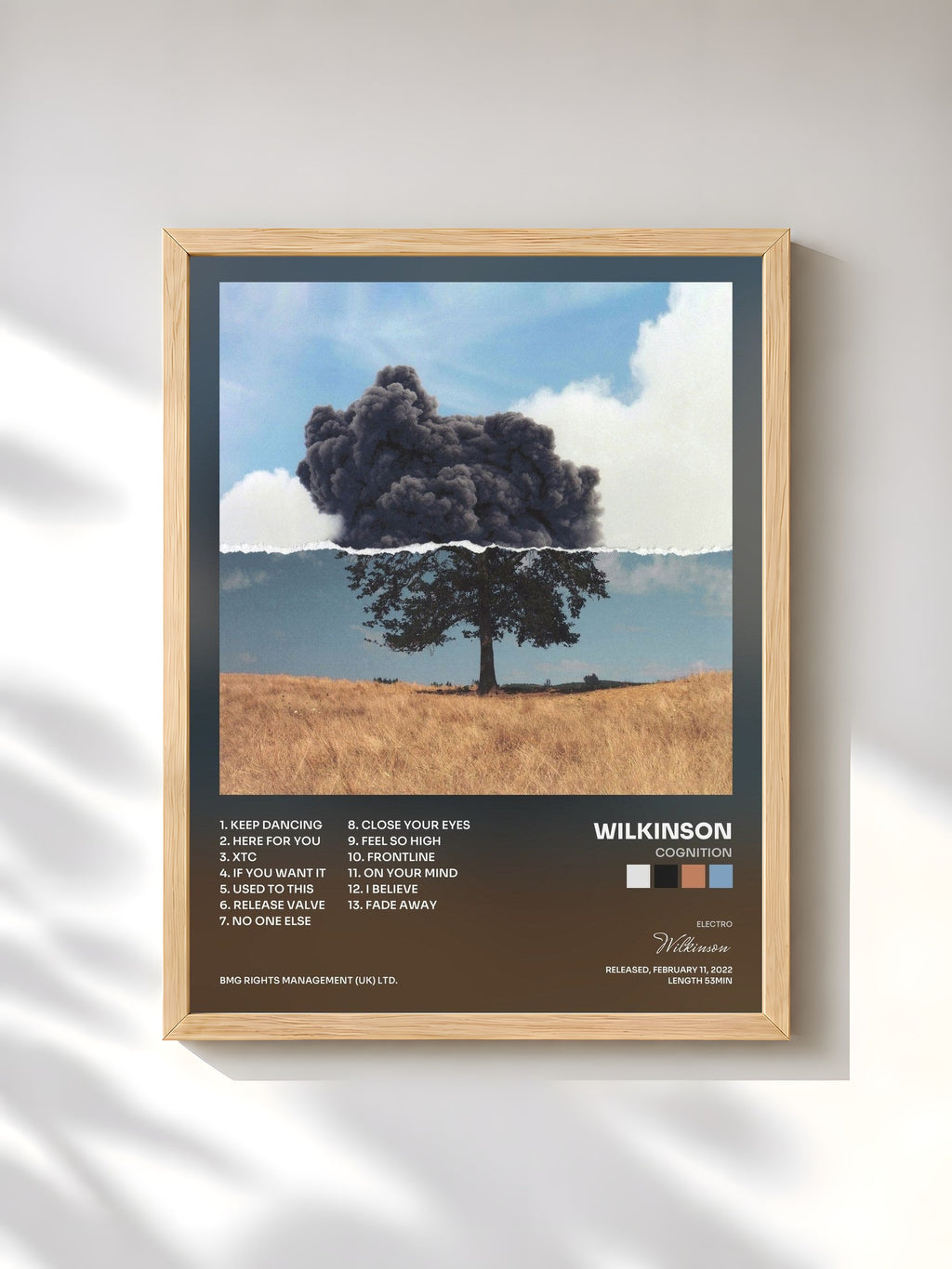 #bois Tableau de l'album Cognition de Wilkinson, cadre en bois brut, imprimé et encadré en France