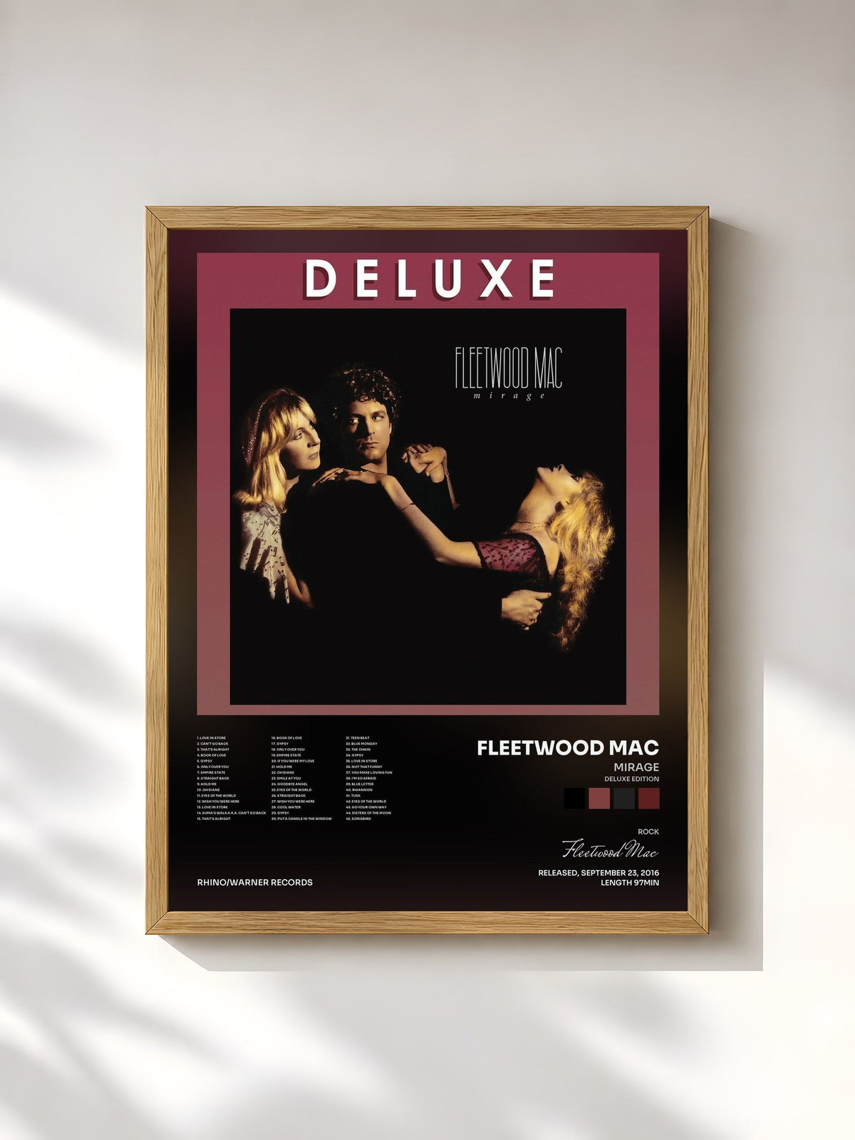 #bois Tableau de l'album Mirage (Deluxe Edition) de Fleetwood Mac, cadre en bois brut, imprimé et encadré en France