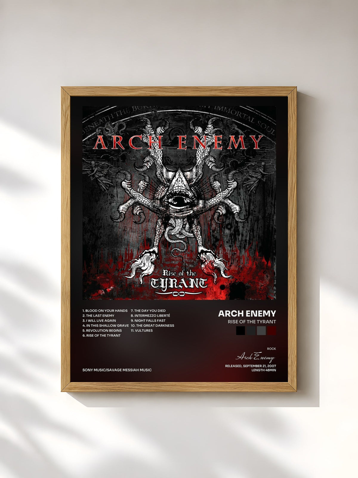 #bois Tableau de l'album Rise of the Tyrant de Arch Enemy, cadre en bois brut, imprimé et encadré en France