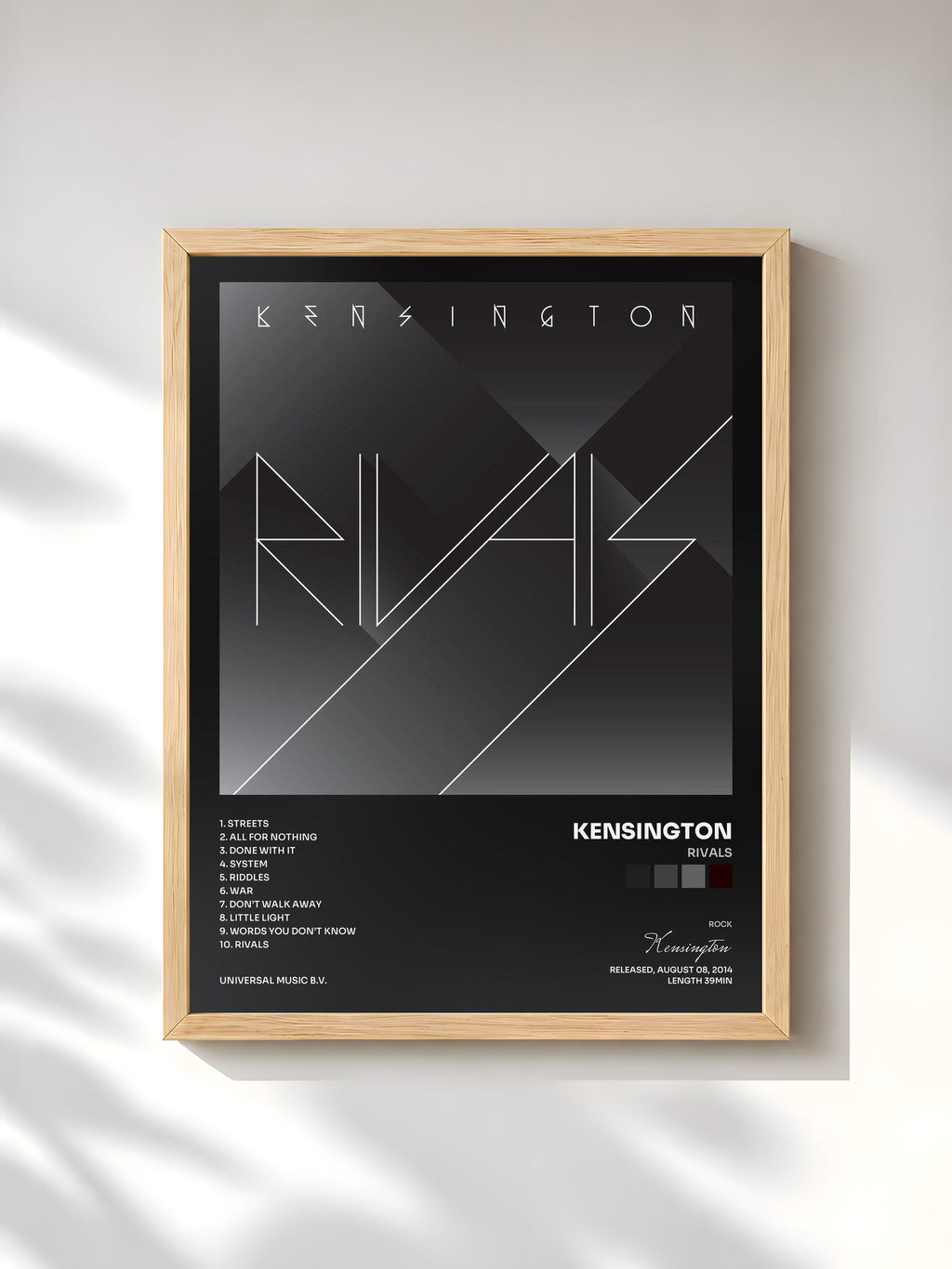 #bois Tableau de l'album Rivals de Kensington, cadre en bois brut, imprimé et encadré en France