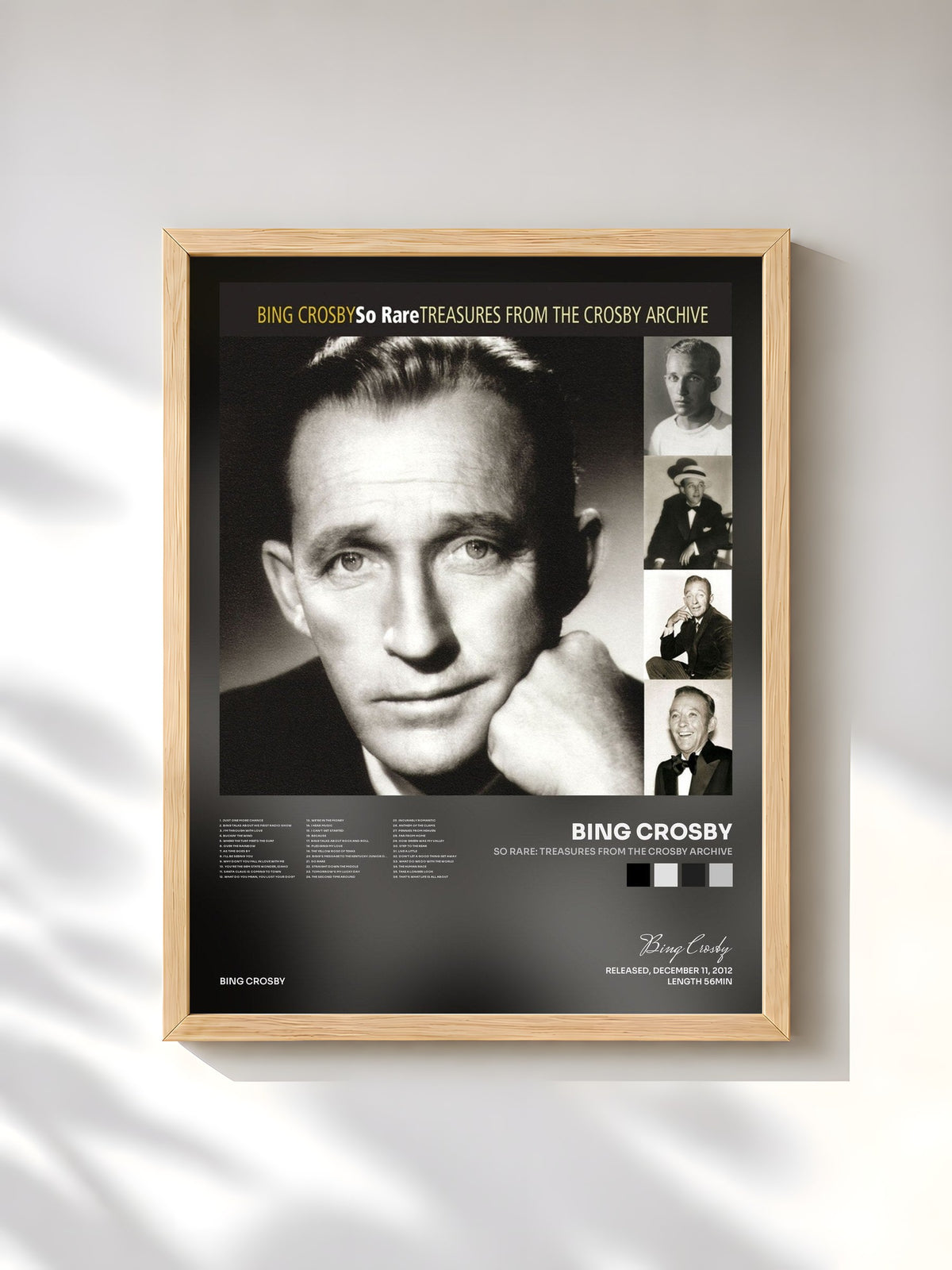 #bois Tableau de l'album So Rare: Treasures From The Crosby Archive de Bing Crosby, cadre en bois brut, imprimé et encadré en France