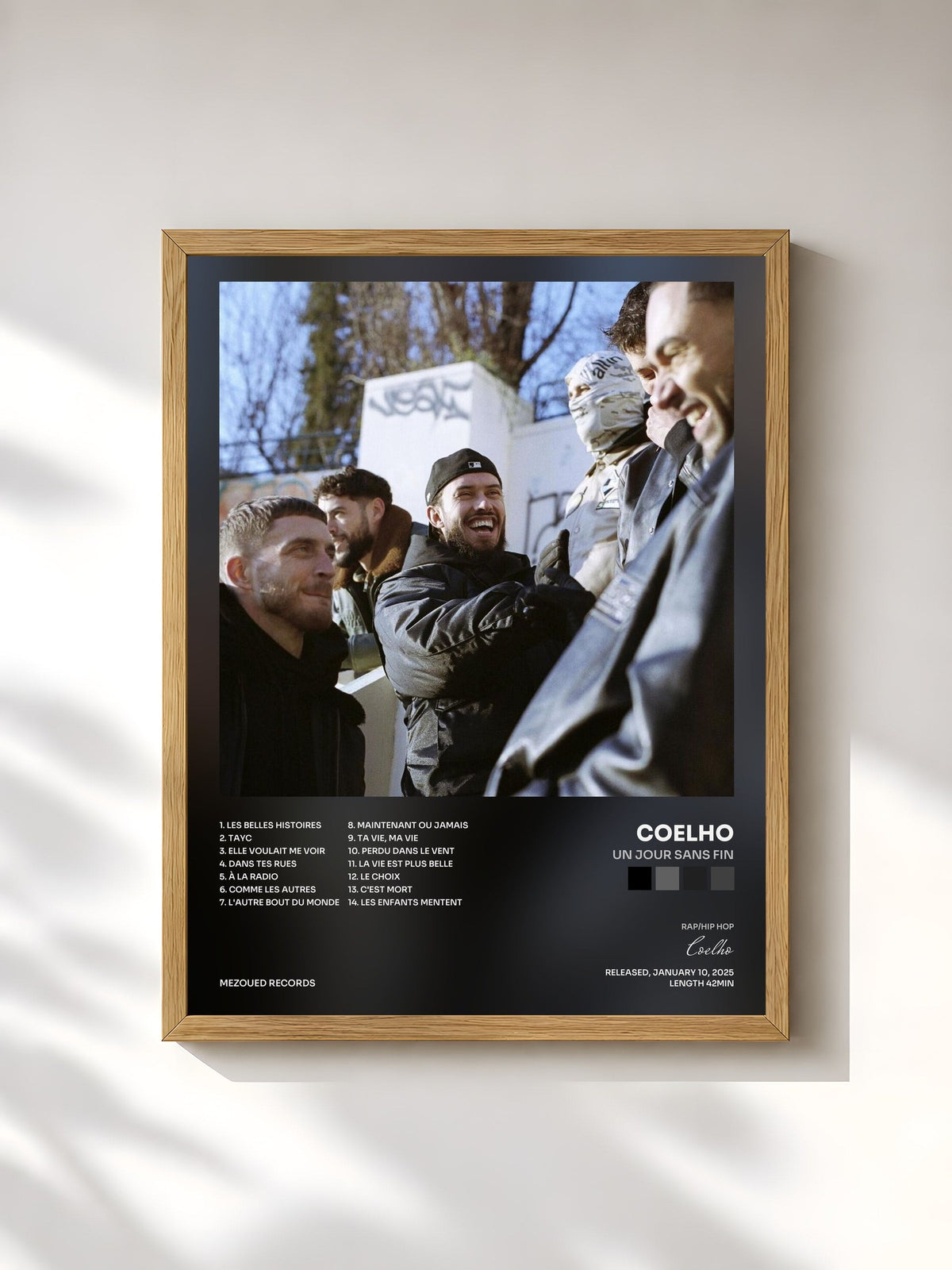 #bois Tableau de l'album UN JOUR SANS FIN de Coelho, cadre en bois brut, imprimé et encadré en France