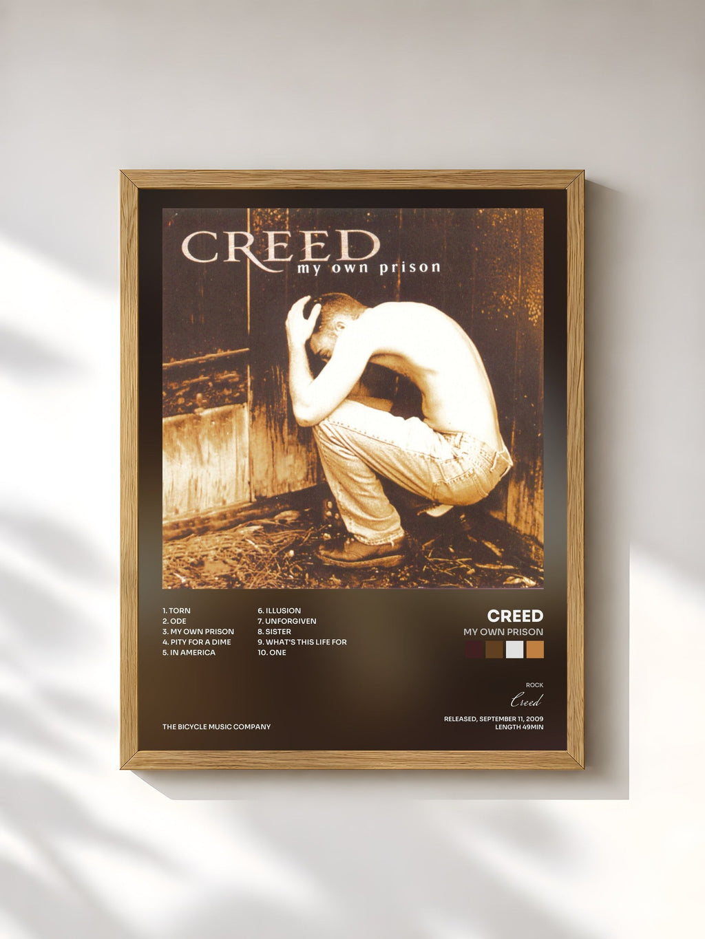 #bois Tableau de l'album My Own Prison de Creed, cadre en bois brut, imprimé et encadré en France