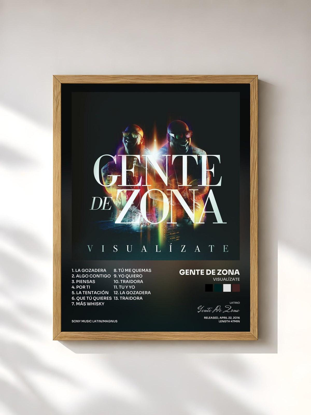 #bois Tableau de l'album Visualízate de Gente De Zona, cadre en bois brut, imprimé et encadré en France